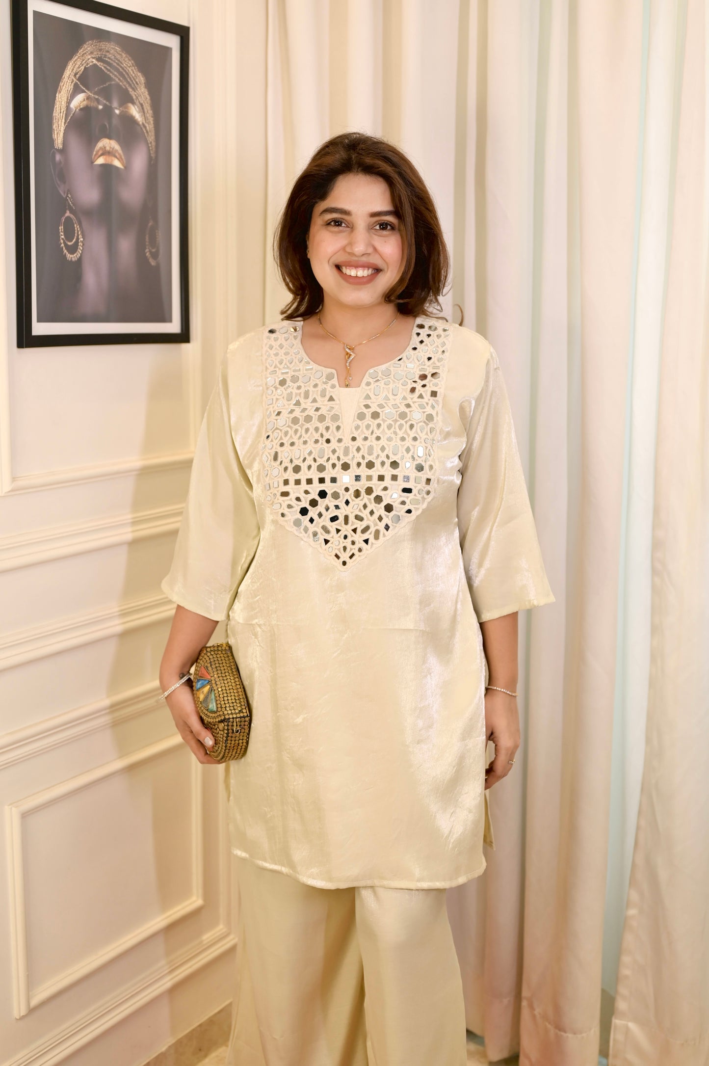 Plus size Party wear Cordset- Ivory colour