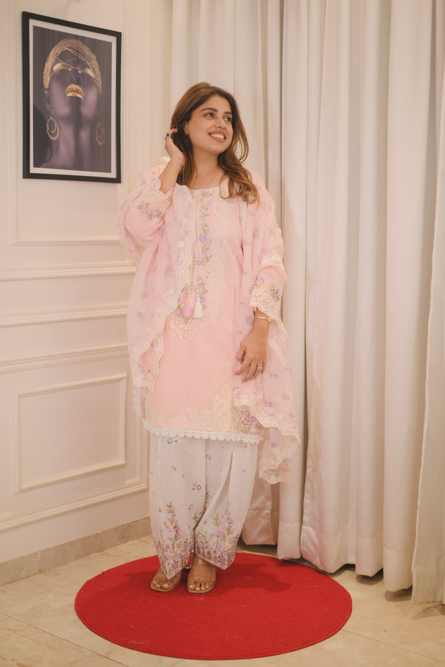 Farsi Premium Cotton Pink 3piece suit | sizes M to XXL