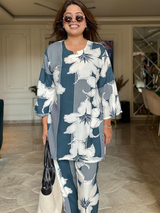 Teal Bloom Plus Size Co-ord Set