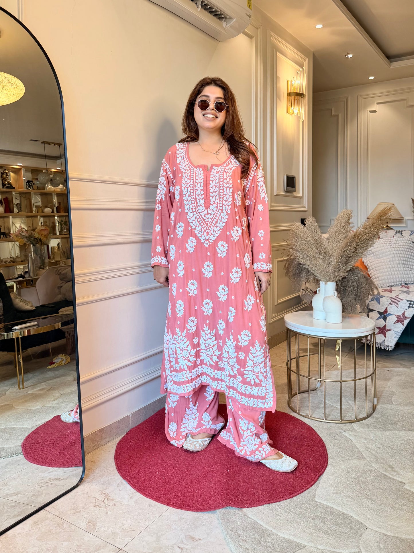 Chikankari Kurta set | Premium Modal  | Soft Peach Pink