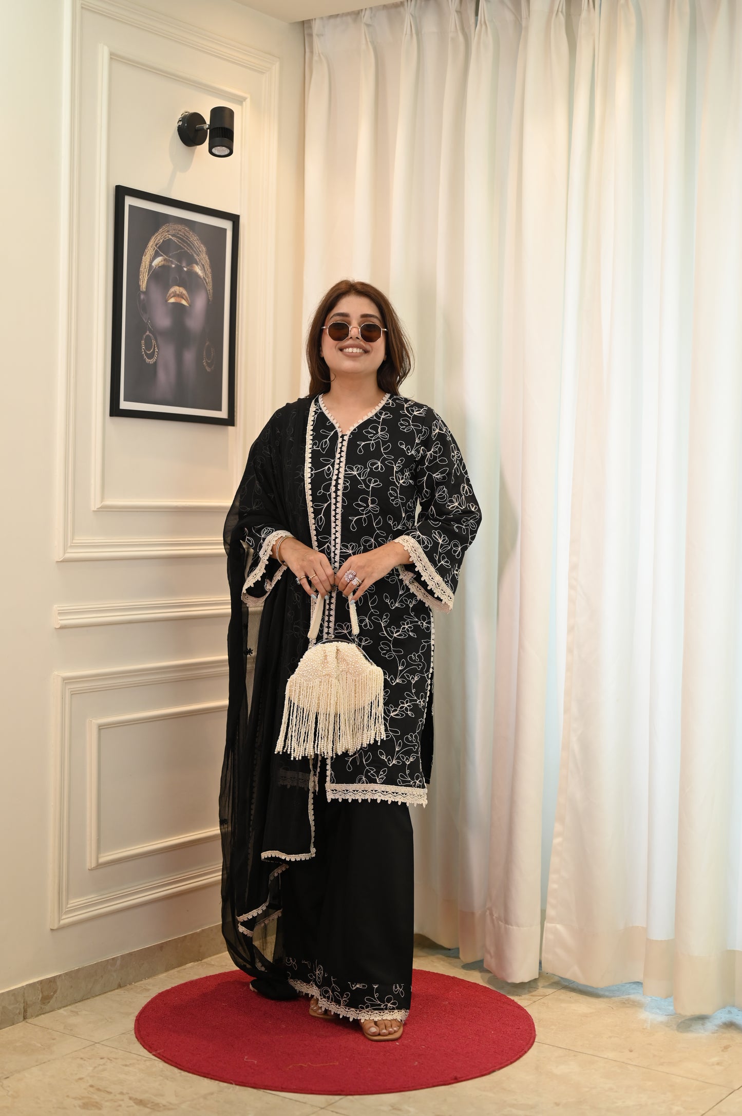 Exclusive Black Embroidered 3-Piece Lawn Suit | Sizes M to XXL