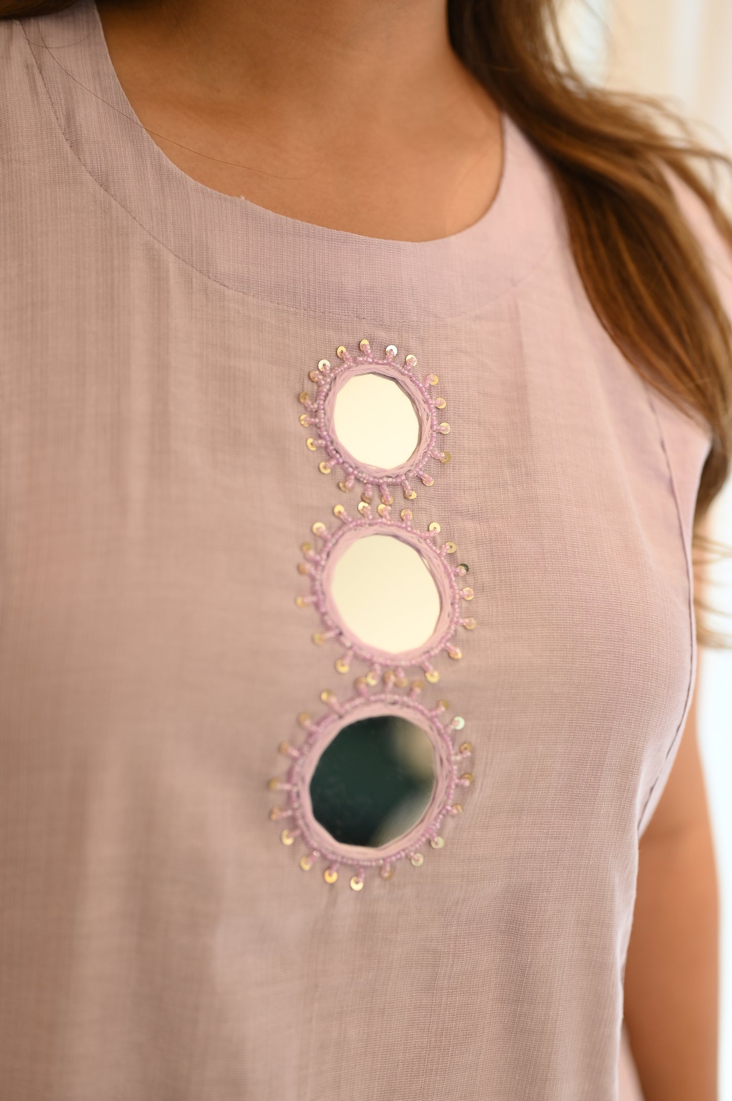 Soft Lilac Mirror Work Co-ord Set