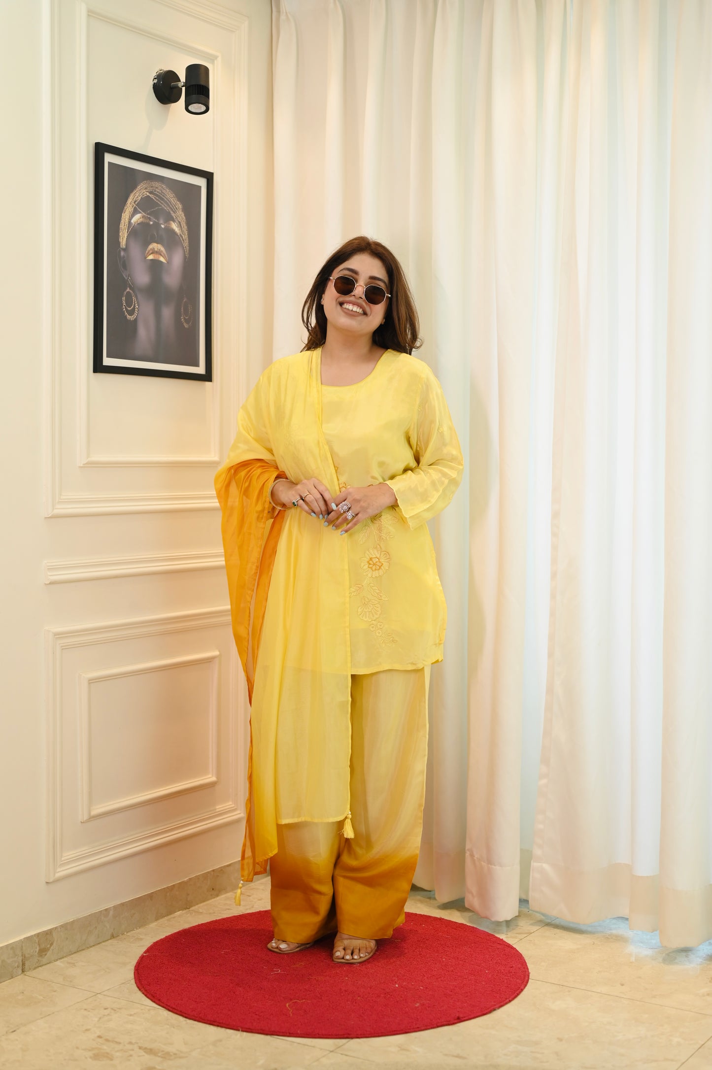 Yellow Farsi Salwar Suit| Russian tissue Fabric