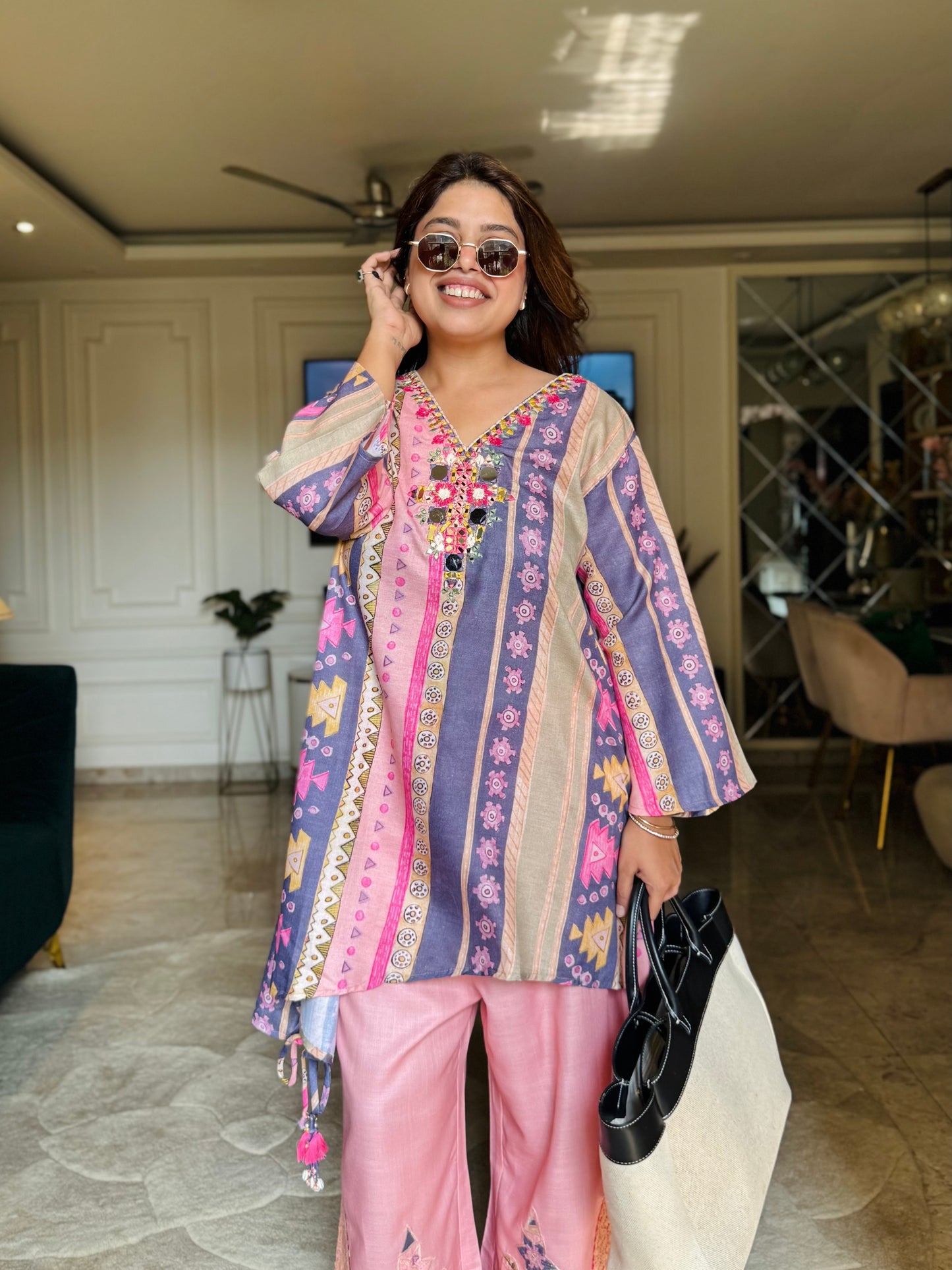 Pastel Prism Co-ord Set – Plus Size Ethnic Chic