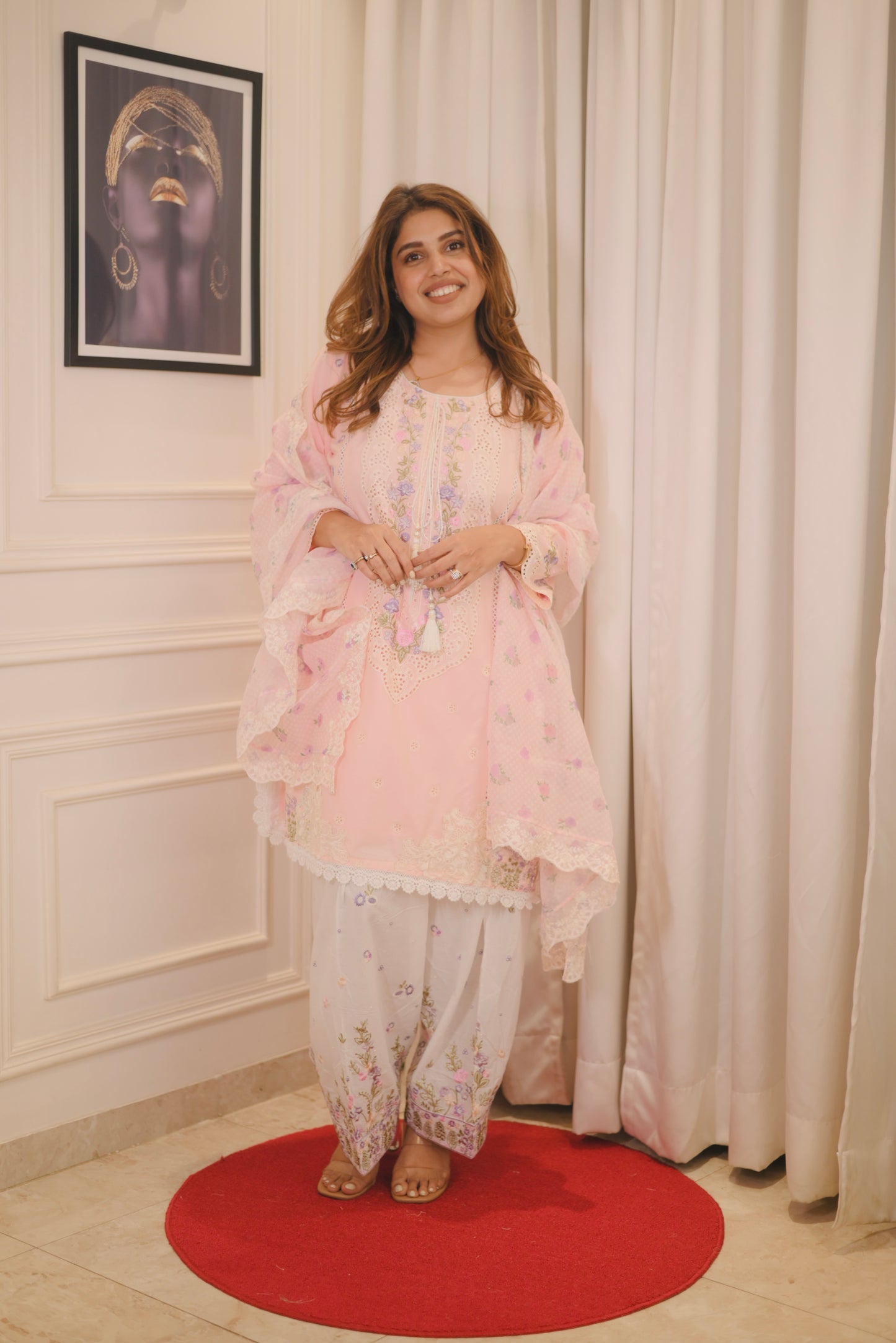 Farsi Premium Cotton Pink 3piece suit | sizes M to XXL