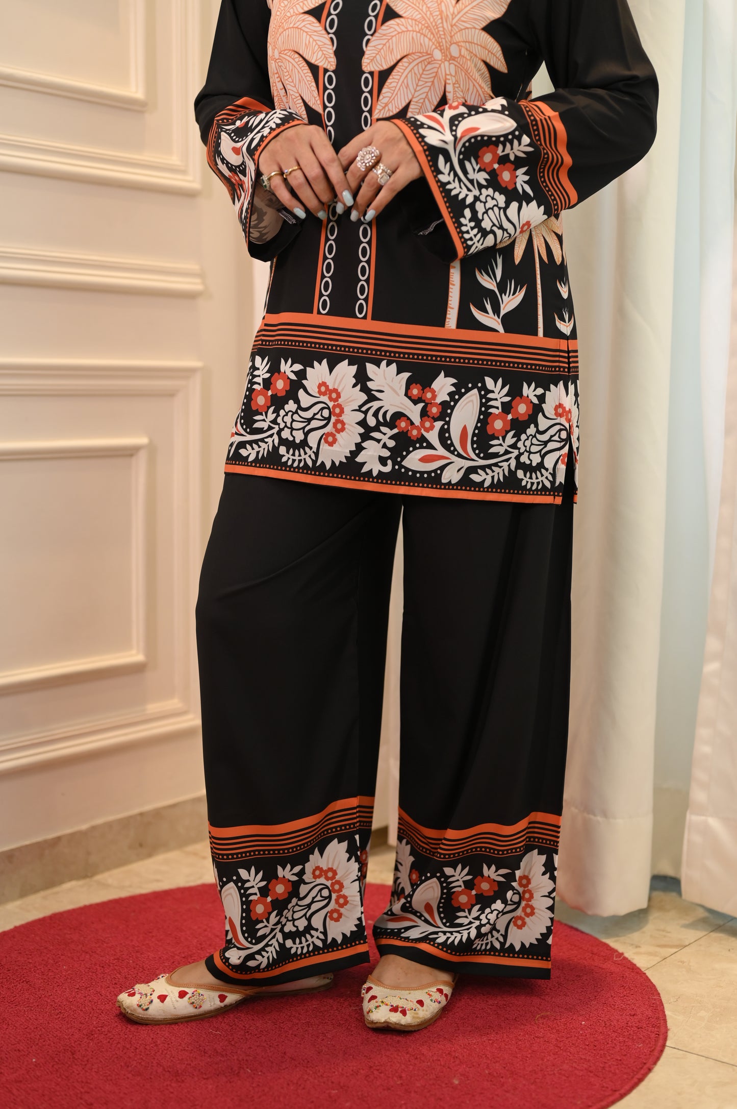 Black Printed Cord-set | Sizes M to 6XL