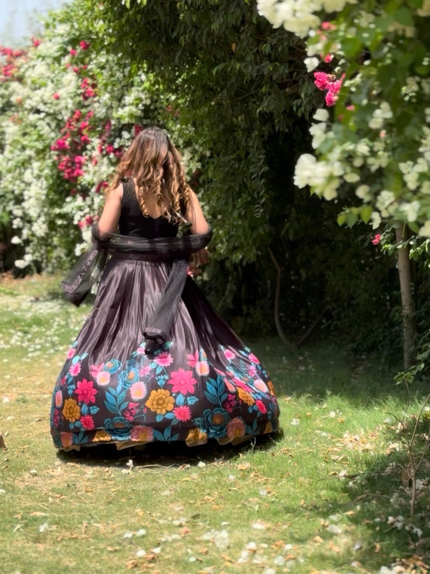 Midnight Bloom Embroidered Lehenga Set