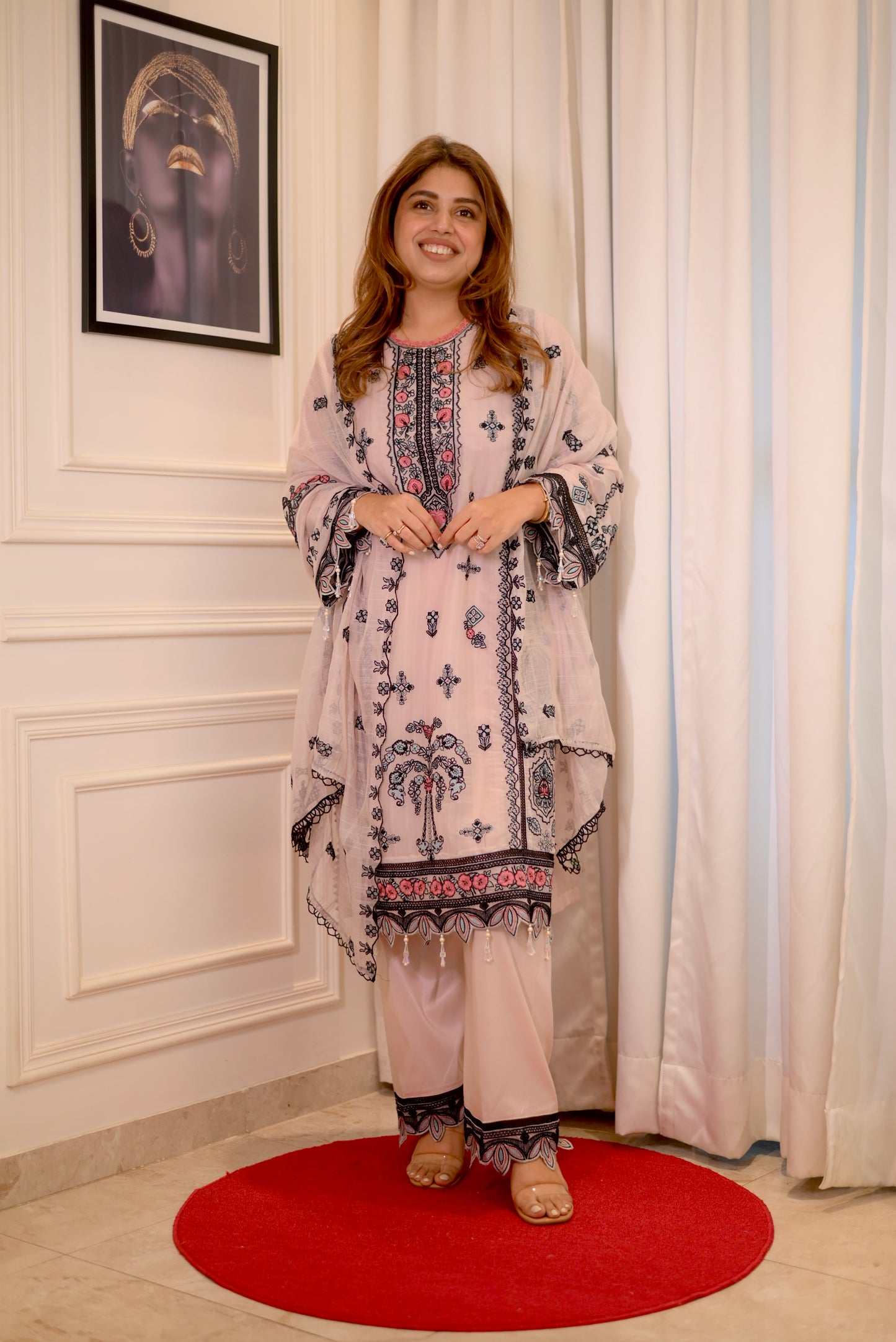 Exclusive Peach Embroidered 3-Piece Lawn Suit | Sizes M to XXL