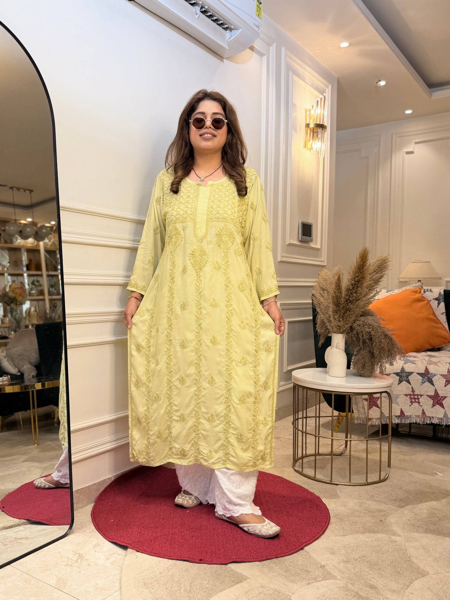 Hand Embroidered Chikankari Kurta  | Premium Muslin | Light Green