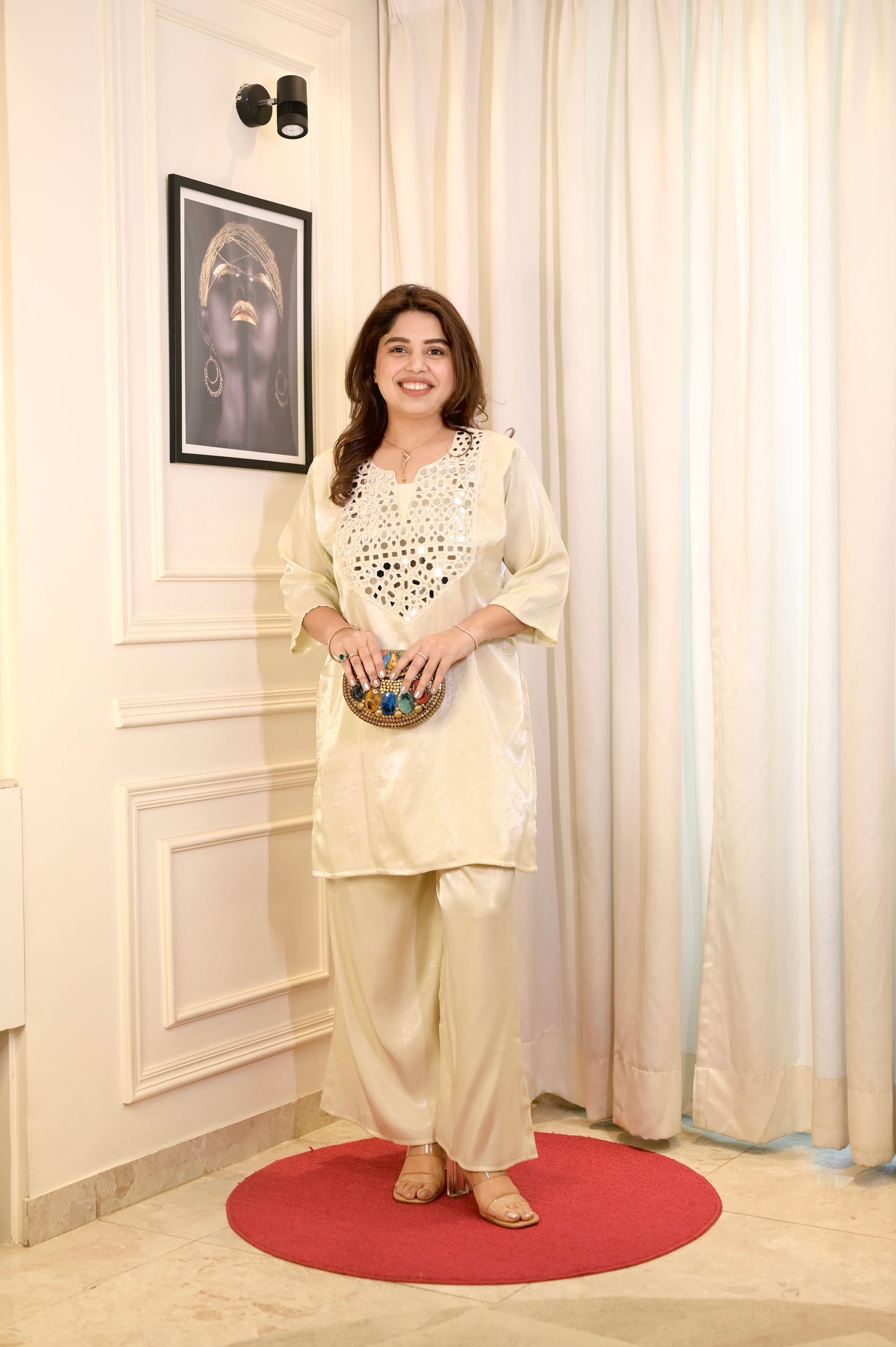 Plus size Party wear Cordset- Ivory colour