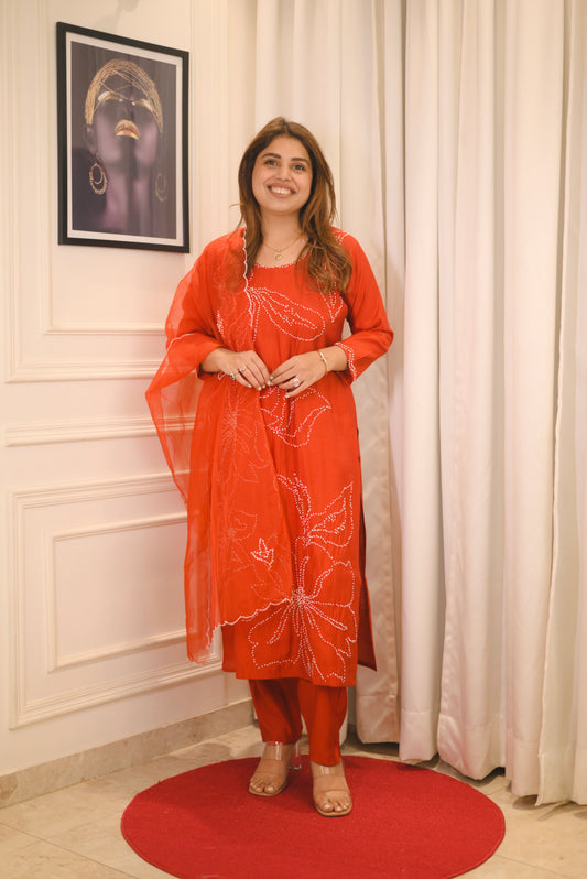 Premium Cotton Red 3piece suit | sizes M to XXL