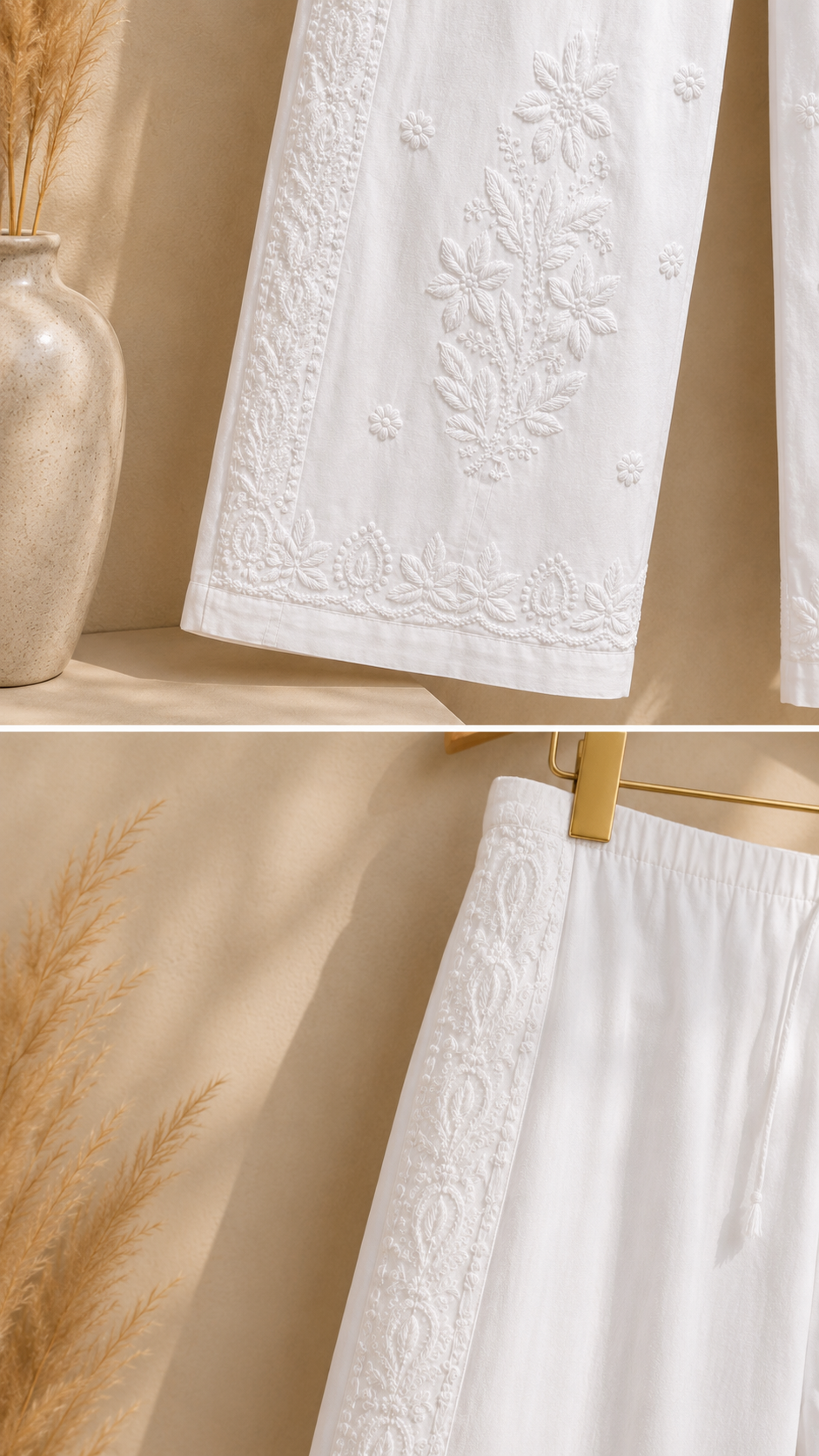 White | Hand Embroidered Chikankari Pant