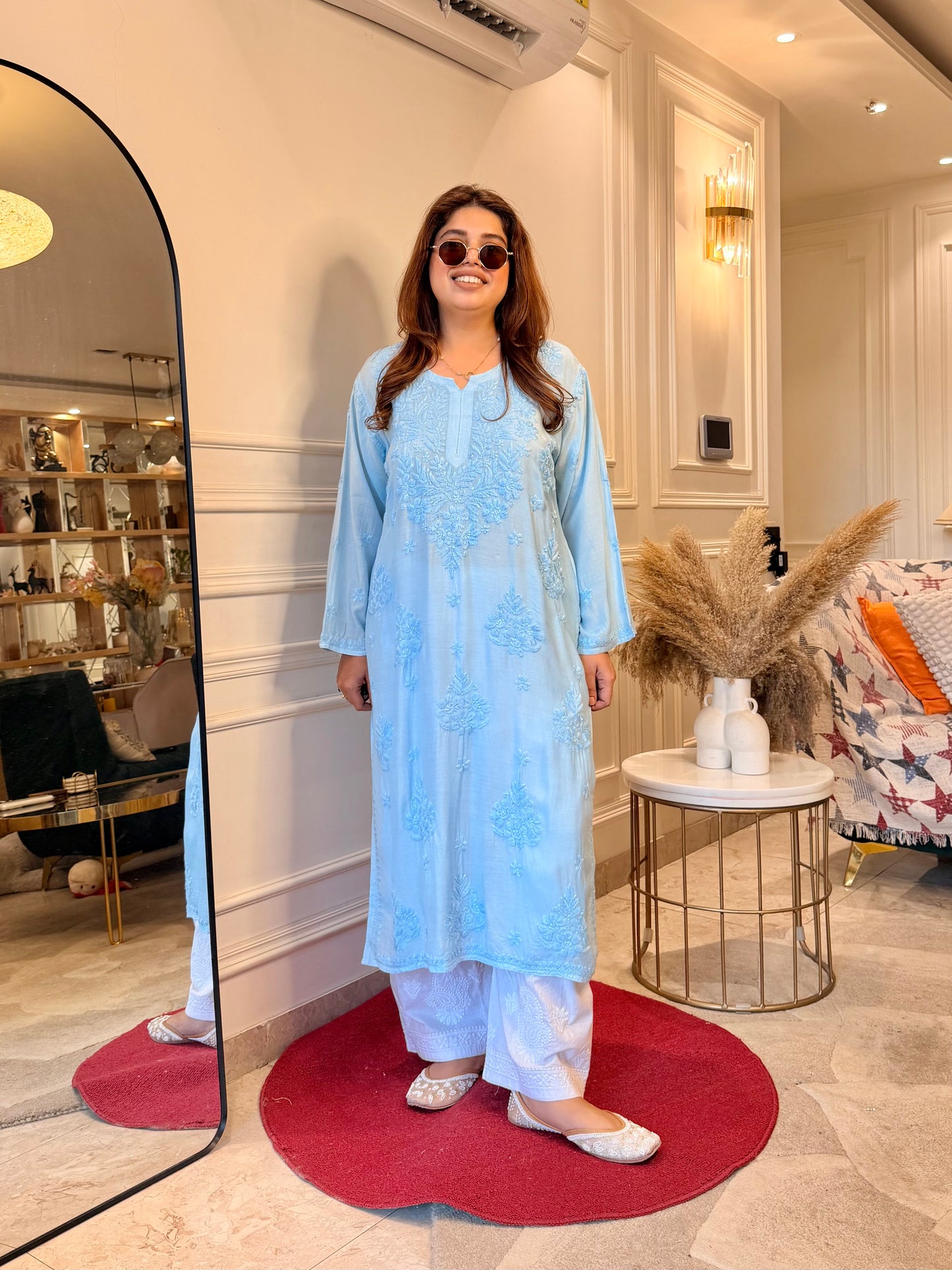 Chikankari Kurta set | Muslin | Powder Blue