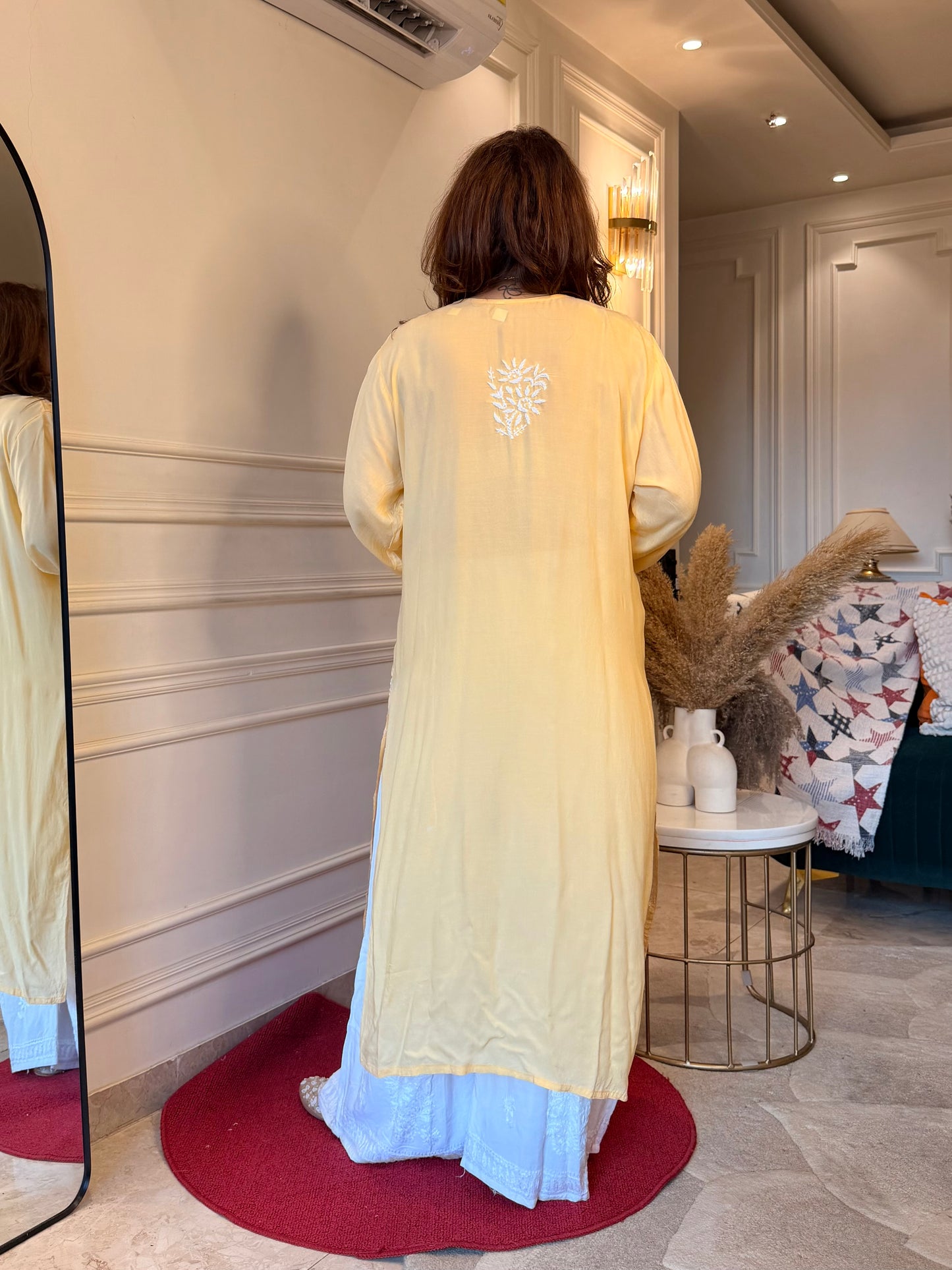 Hand Embroidered Chikankari Kurta | Modal | Butter Yellow