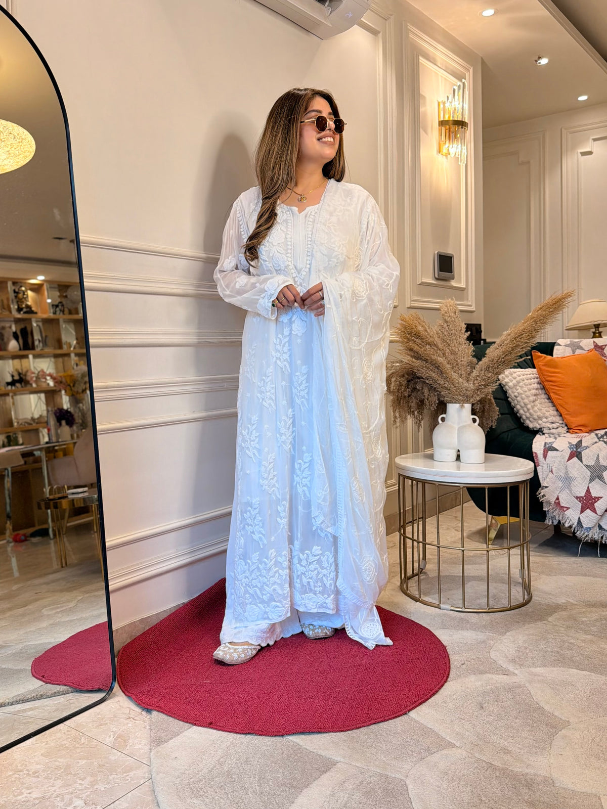 Hand Embroidered 3DChikankari Kurta  | Viscose | White