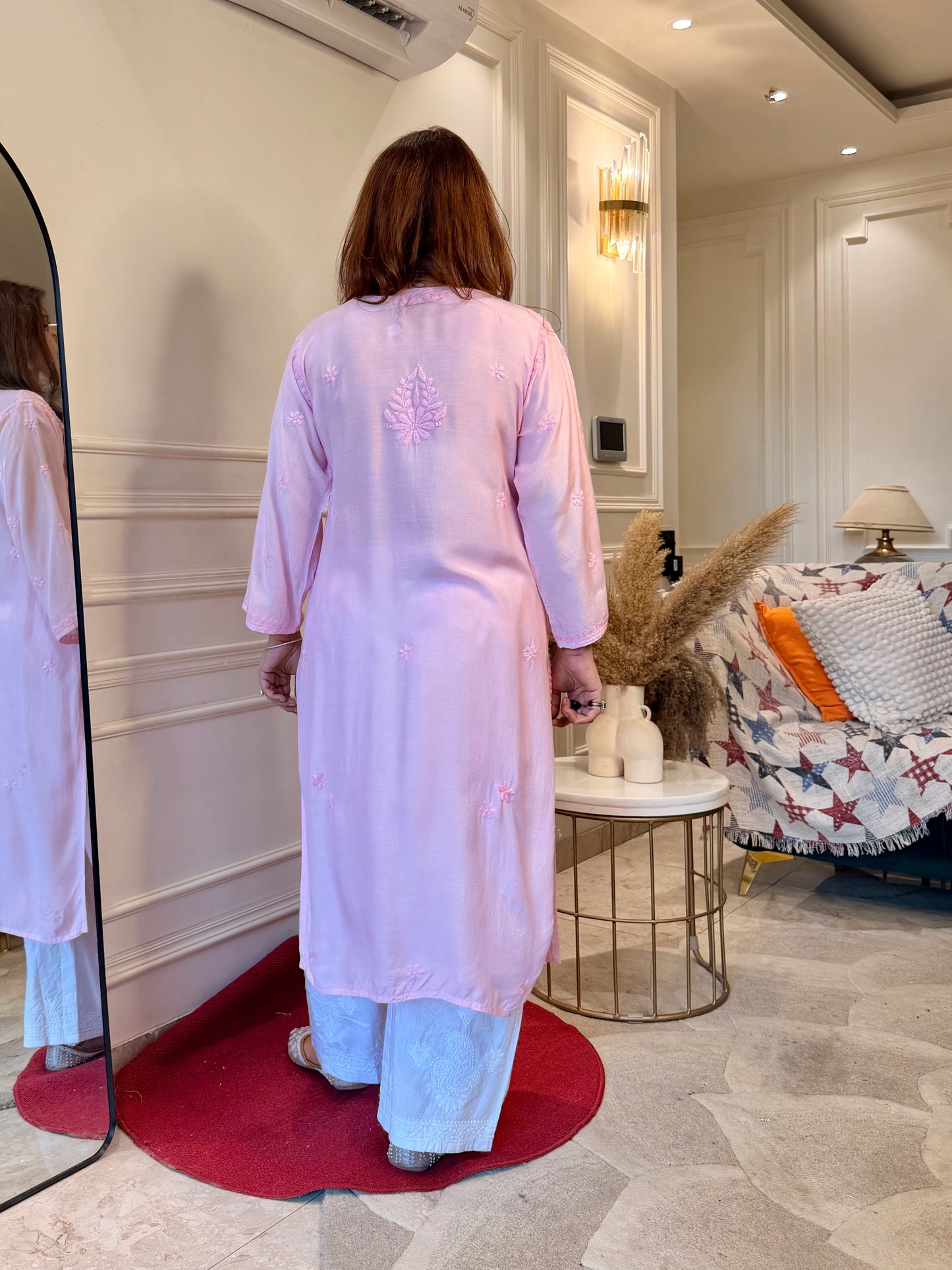 Chikankari Kurta set | Muslin | Barbie Pink