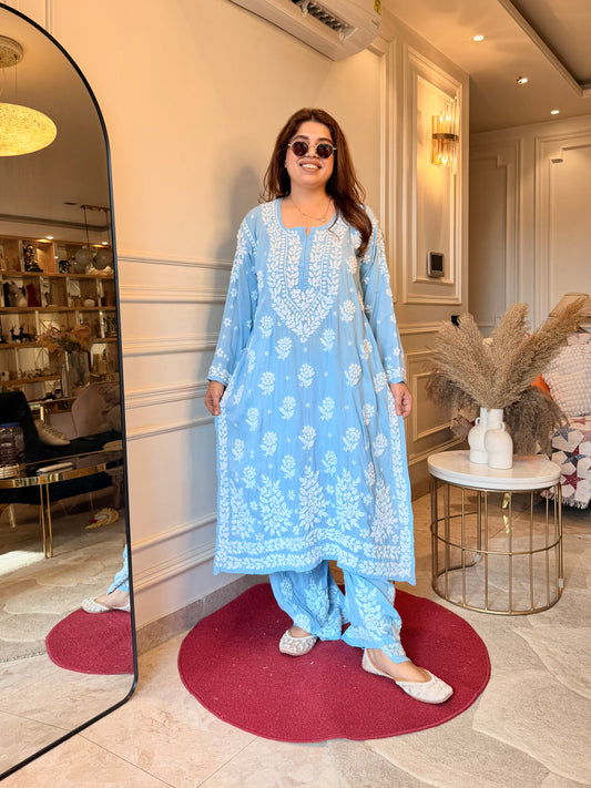 Chikankari Kurta set | Premium Modal  | Powder Blue