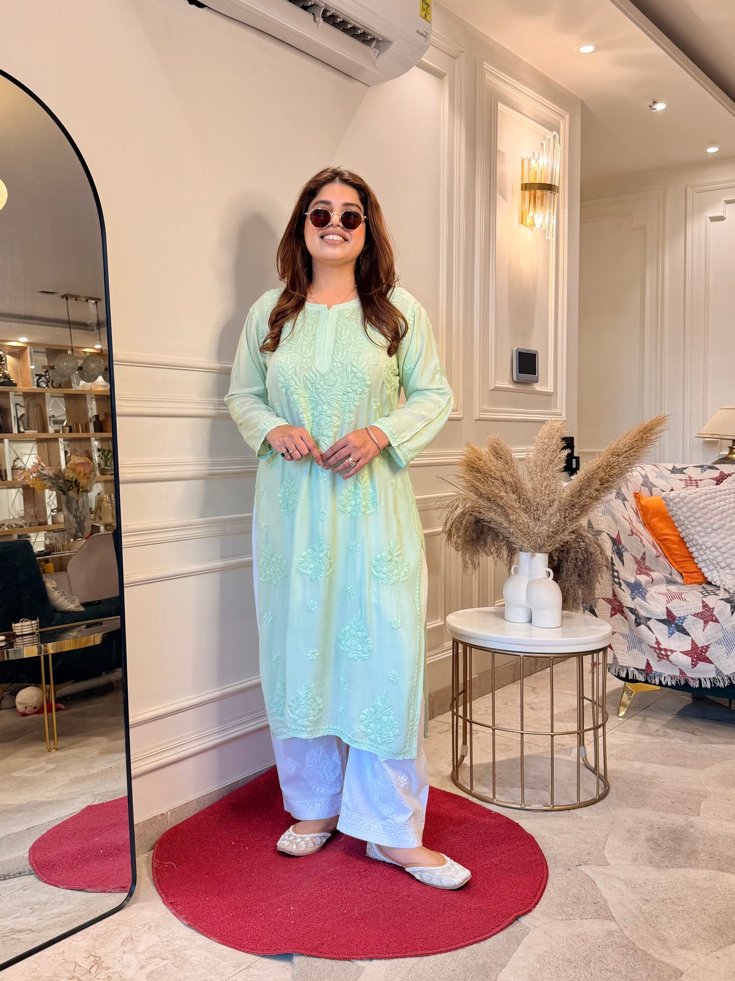 Chikankari Kurta set | Muslin | Pistachio