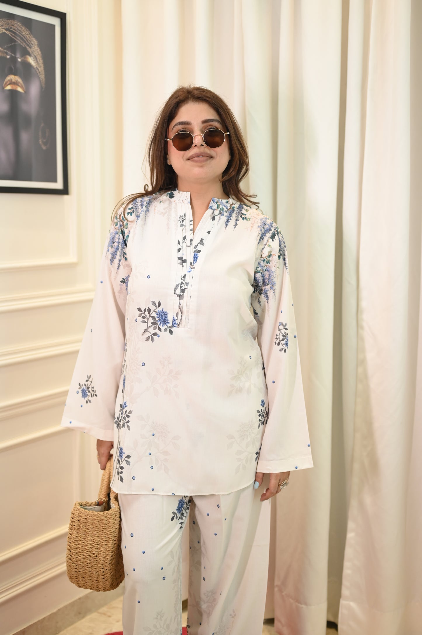 Cream Printed Cord-set | Sizes M to 6XL