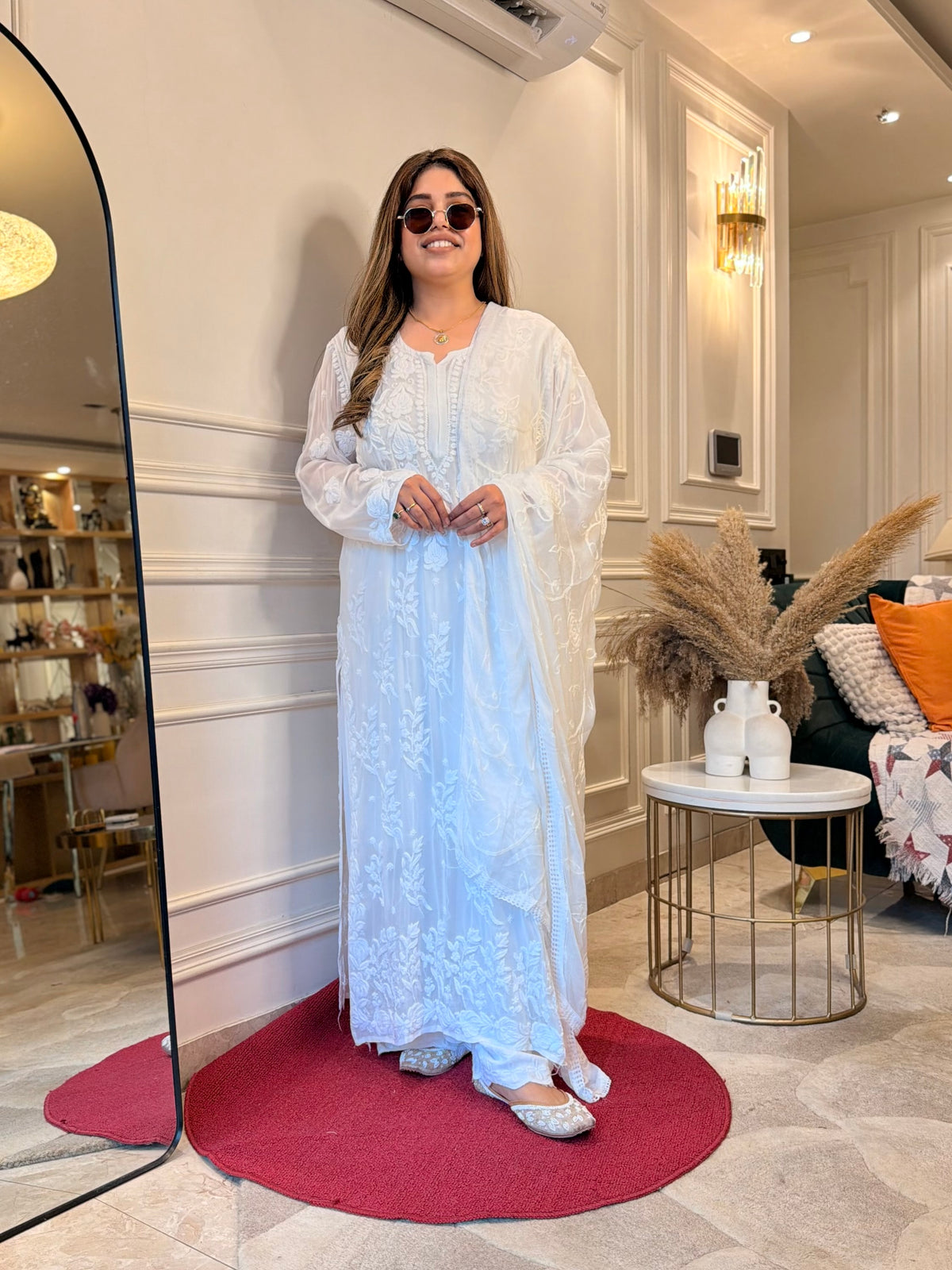 Hand Embroidered 3DChikankari Kurta  | Viscose | White