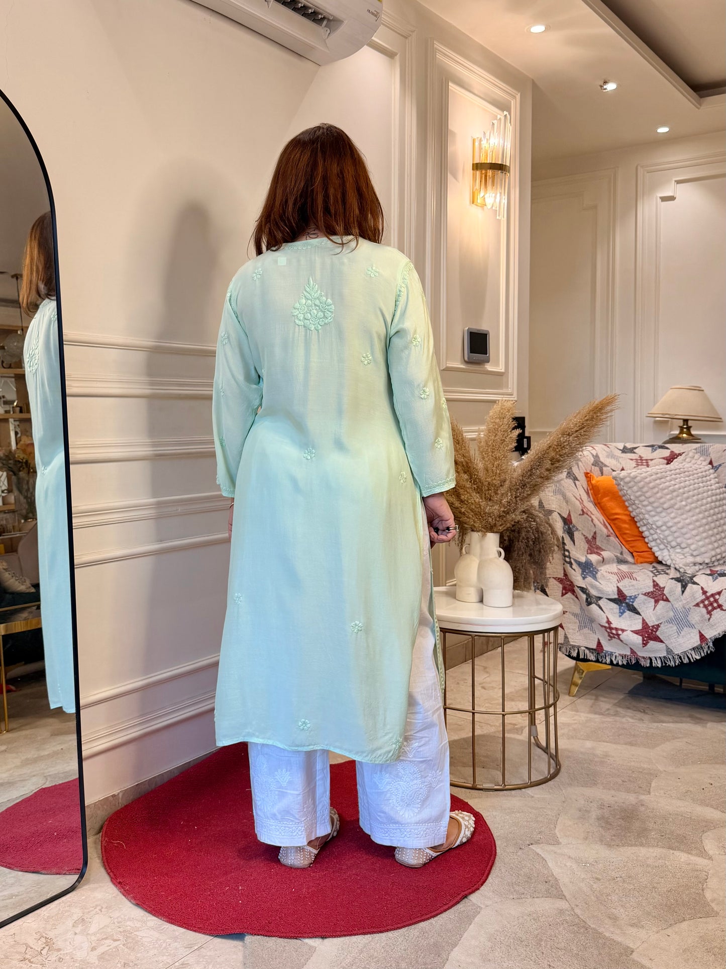 Chikankari Kurta set | Muslin | Pistachio