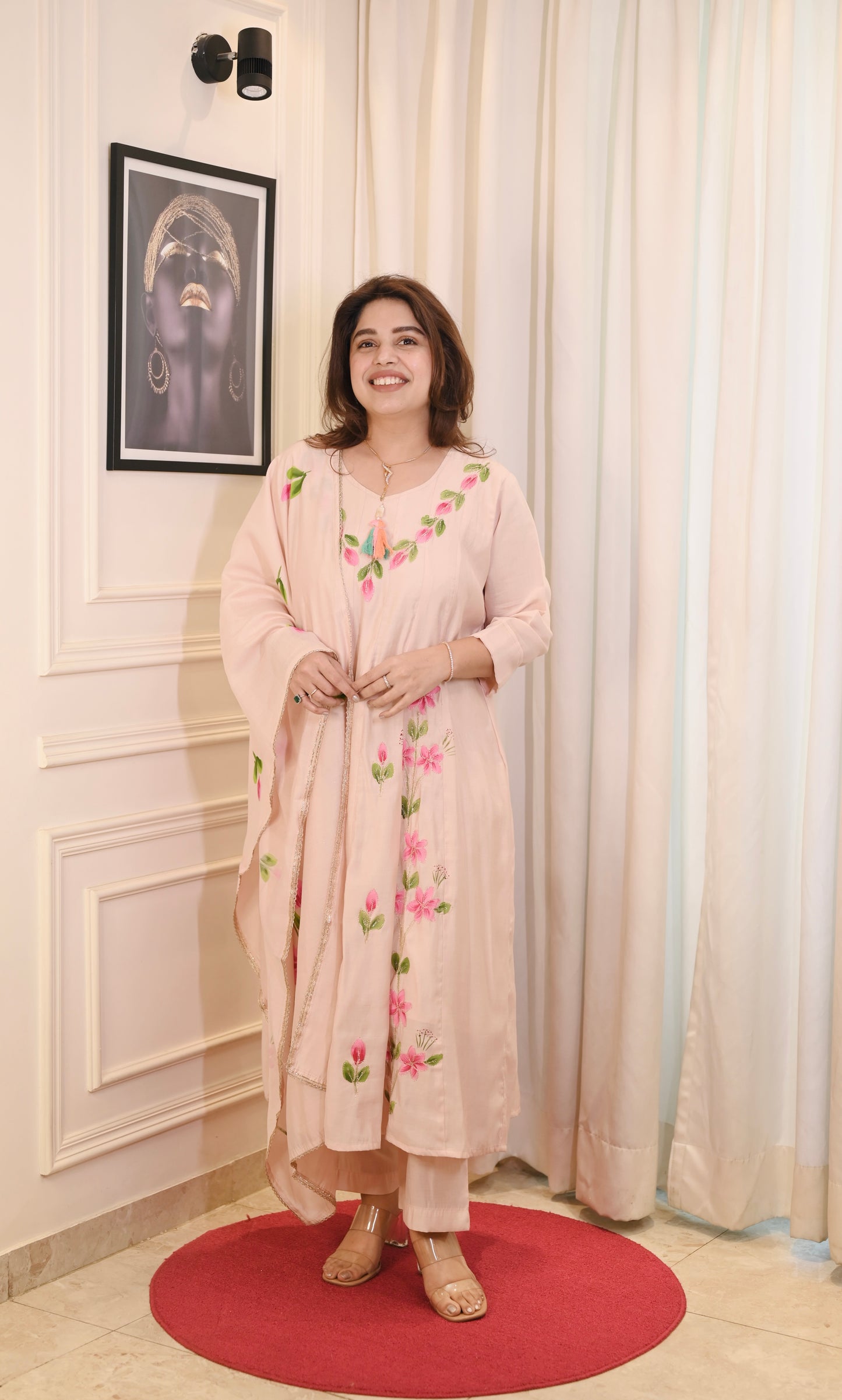 Plus size Anarkali suit - Peach Color