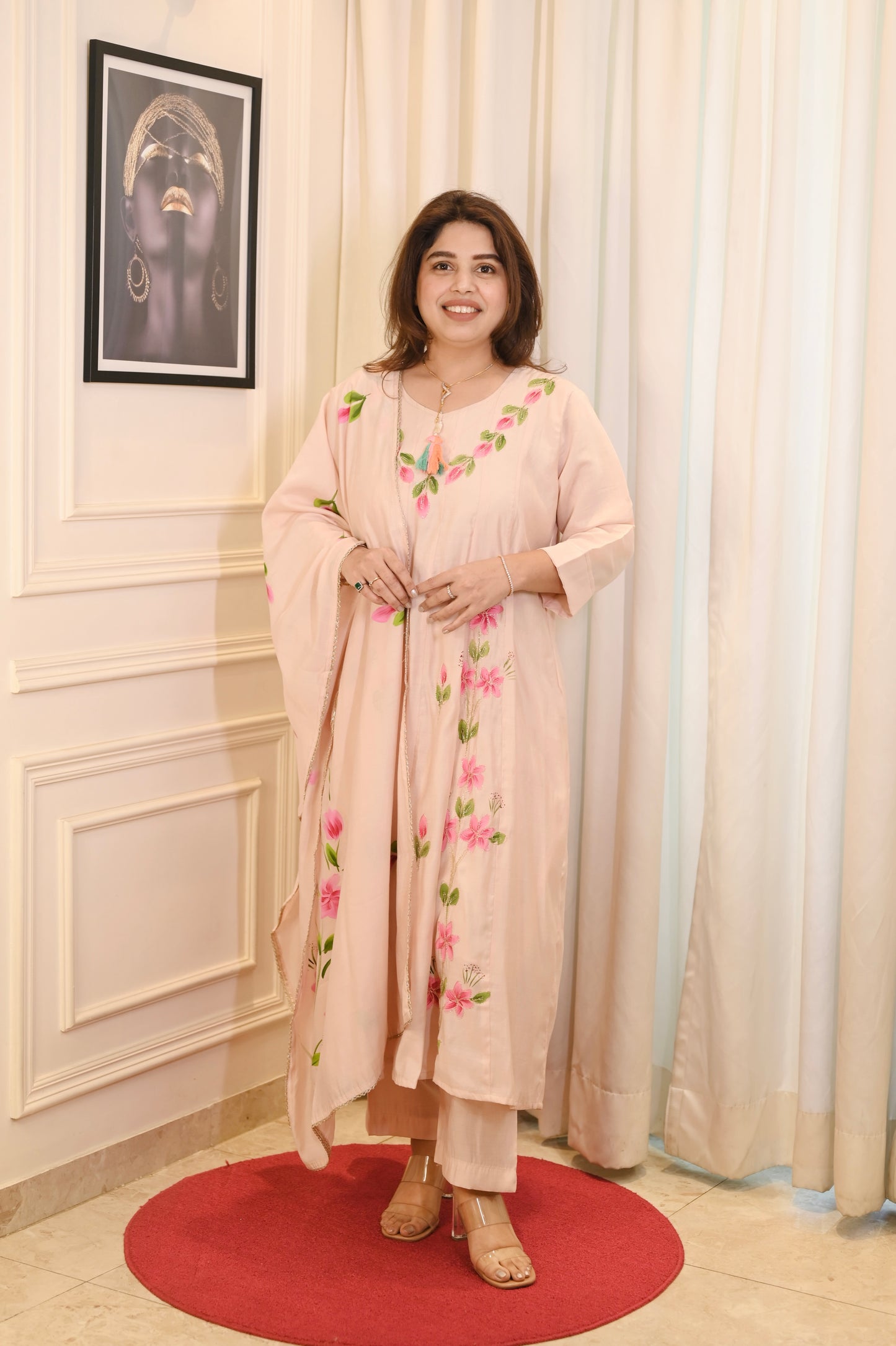 Plus size Anarkali suit - Peach Color