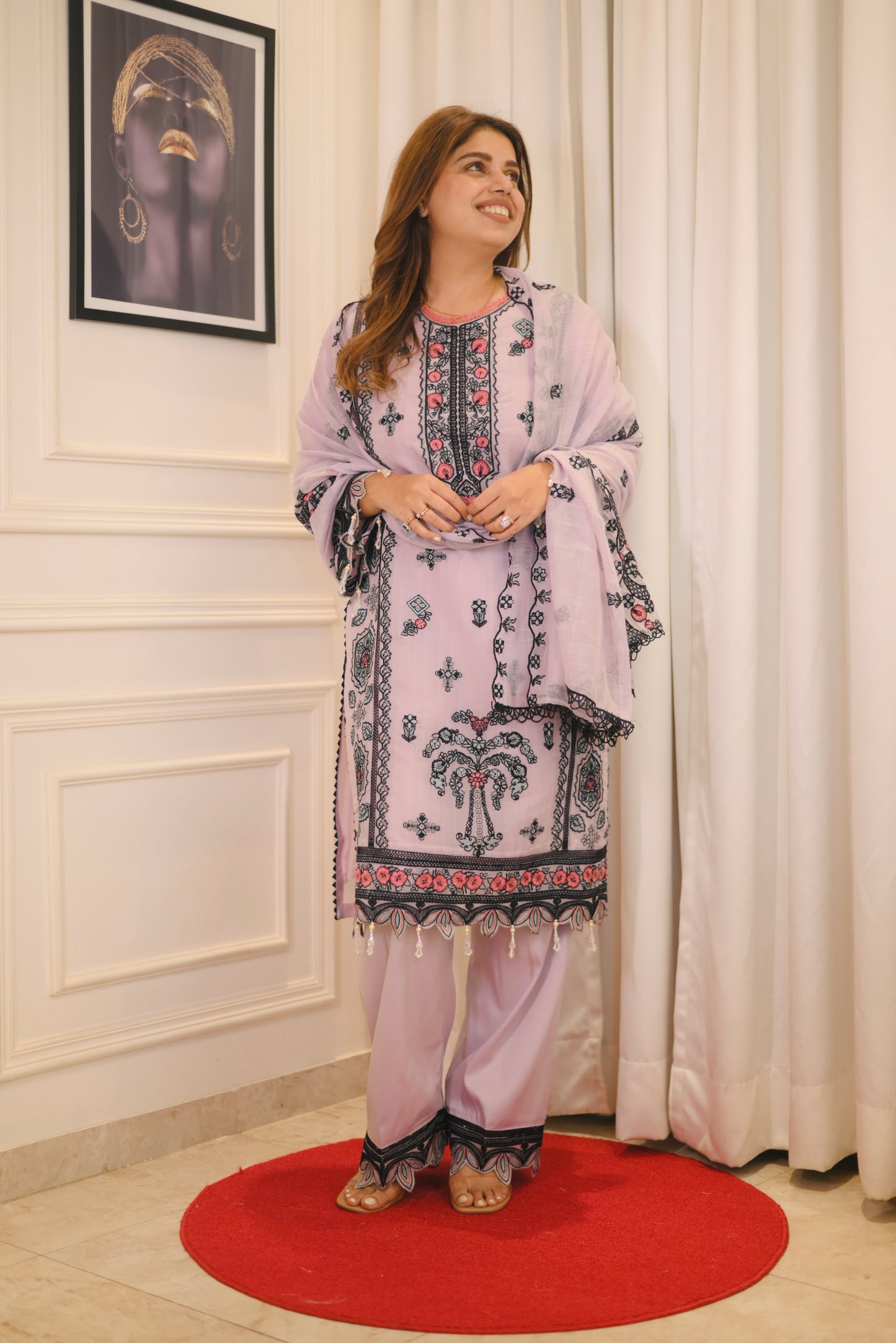 Exclusive Lavender Embroidered 3-Piece Lawn Suit | Sizes M to XXL
