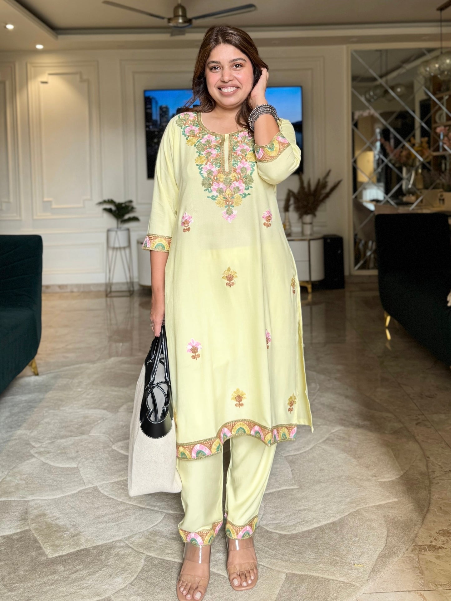 Kashmiri Aari Kurta Pant Co-Ord Set