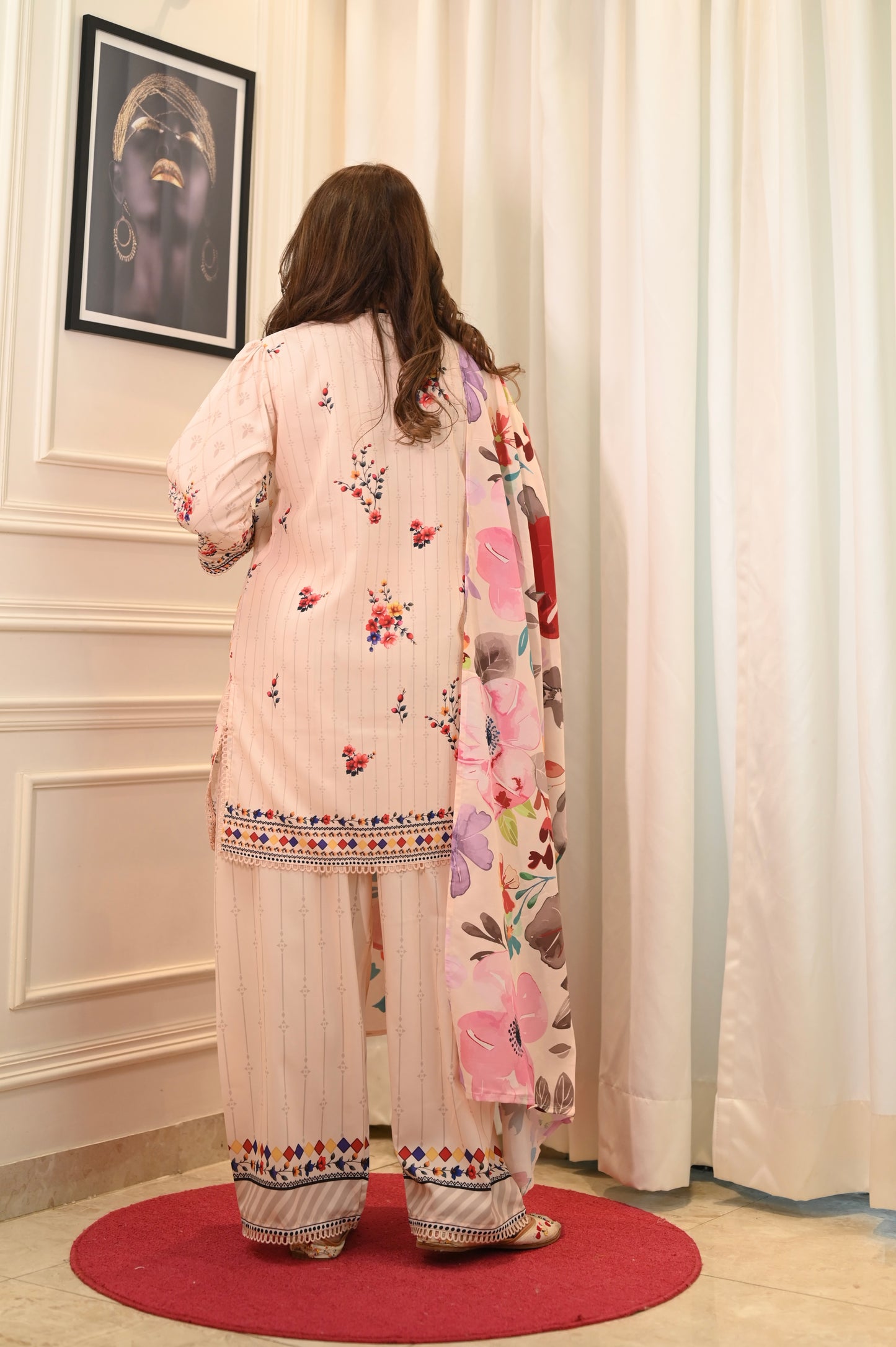 Peach Printed Cord-set | Sizes M to 6XL