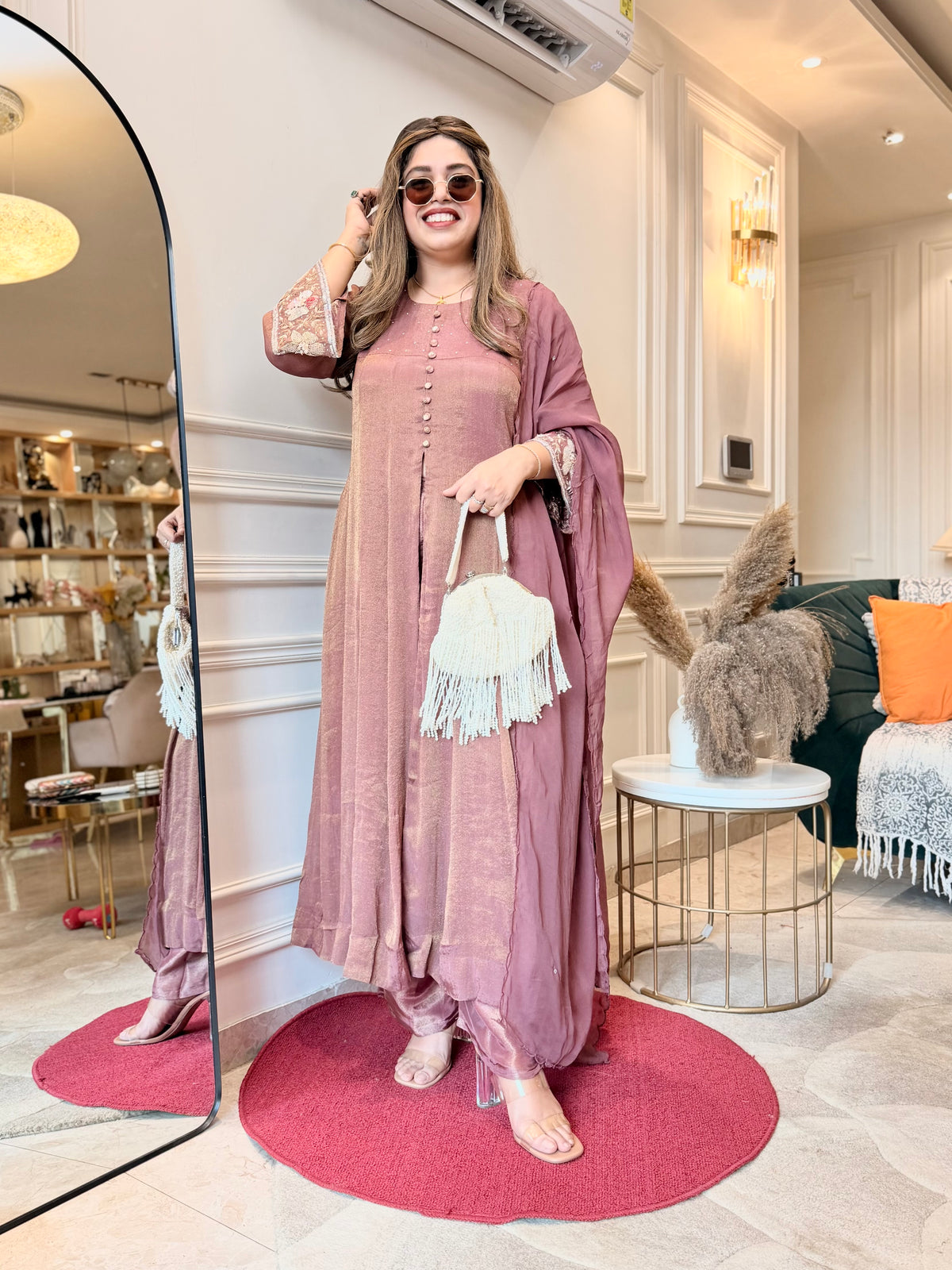 Exclusive 3Piece Wine Kurta Set