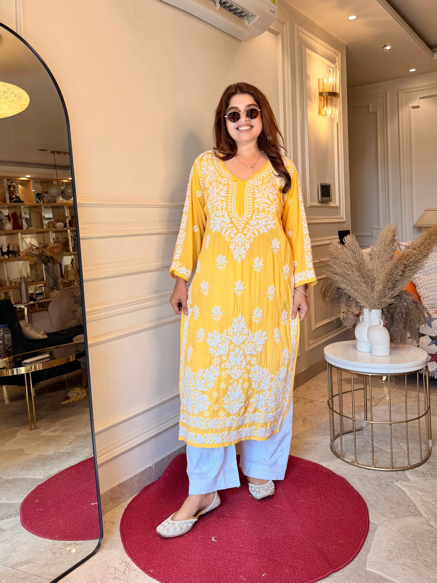 Chikankari Kurta set | Muslin | Butter Yellow