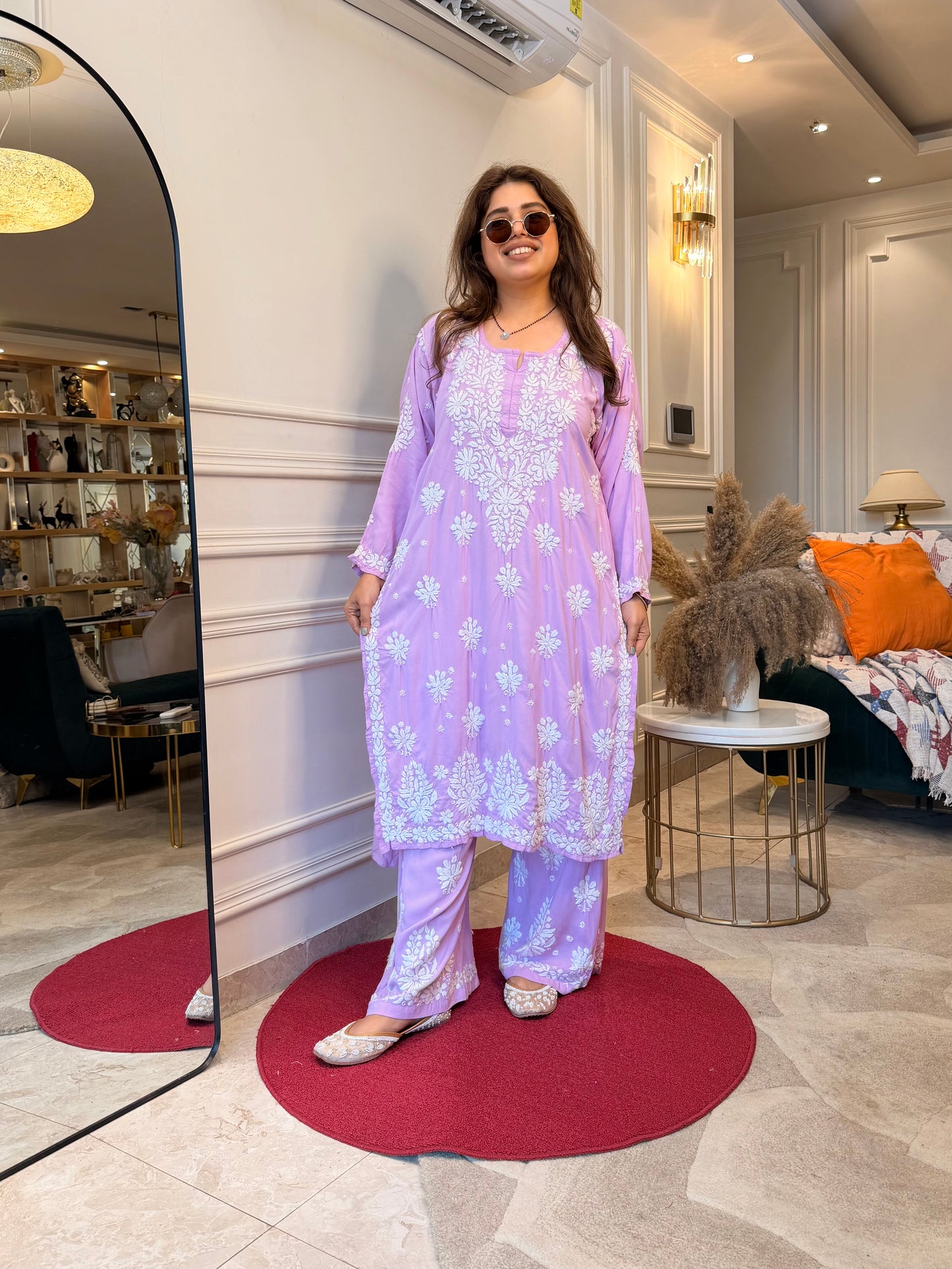 Hand Embroidered Chikankari Kurta set | Premium Modal  | Lilac