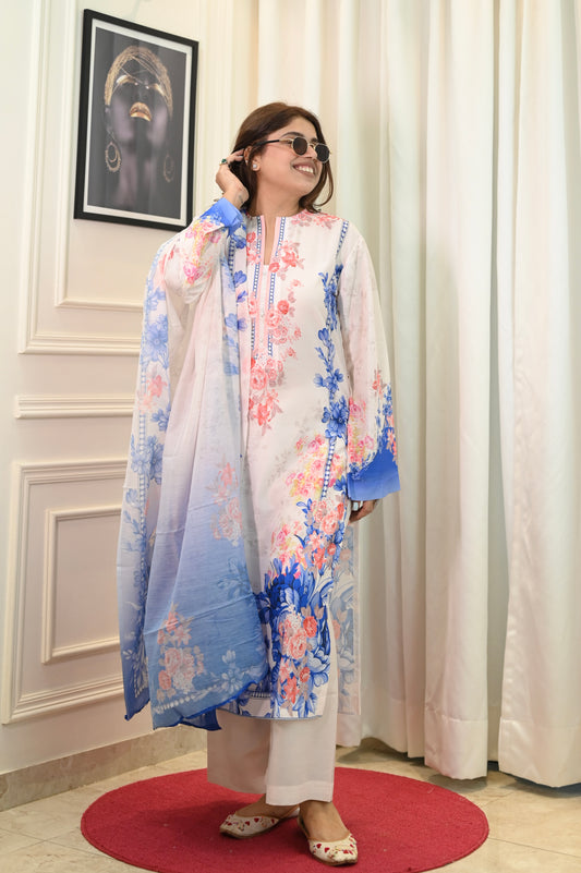 Blue Printed Cord-set | Sizes M to 6XL