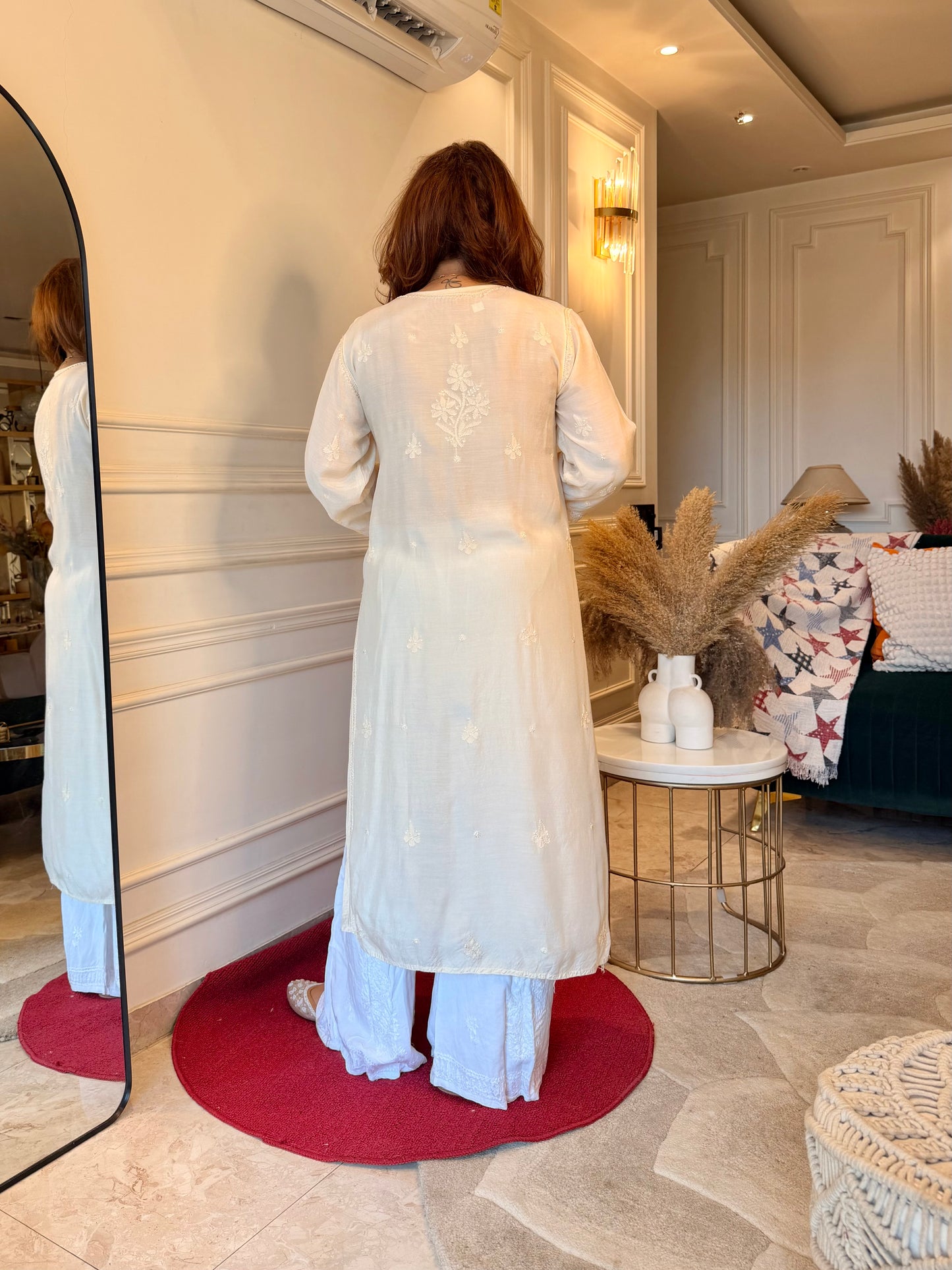 Hand Embroidered Chikankari Kurta  | Premium Muslin | Ivory