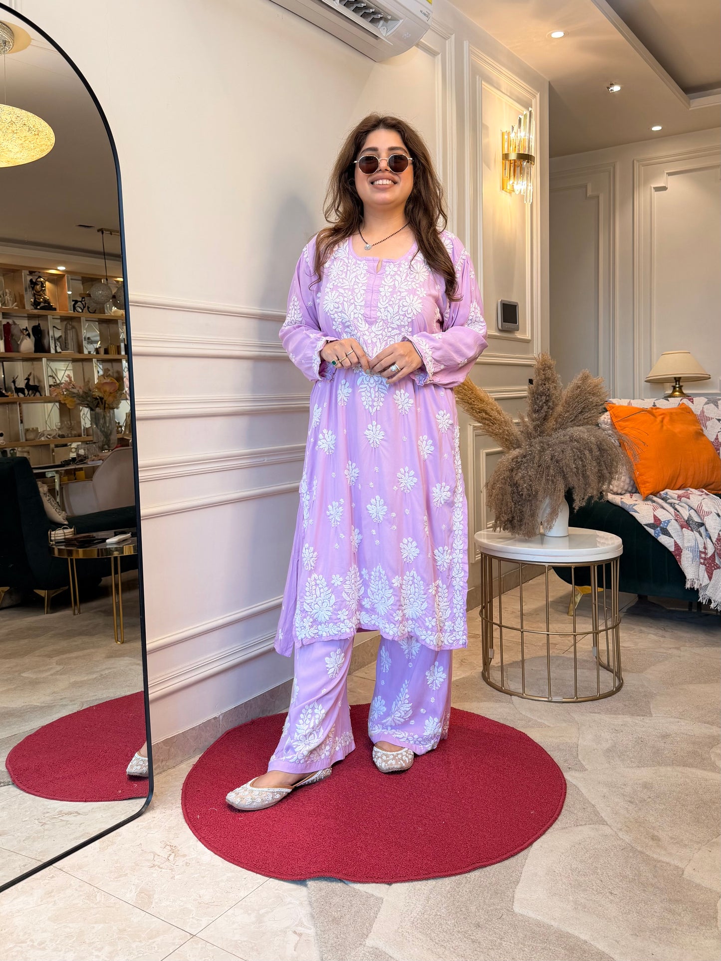 Hand Embroidered Chikankari Kurta set | Premium Modal  | Lilac