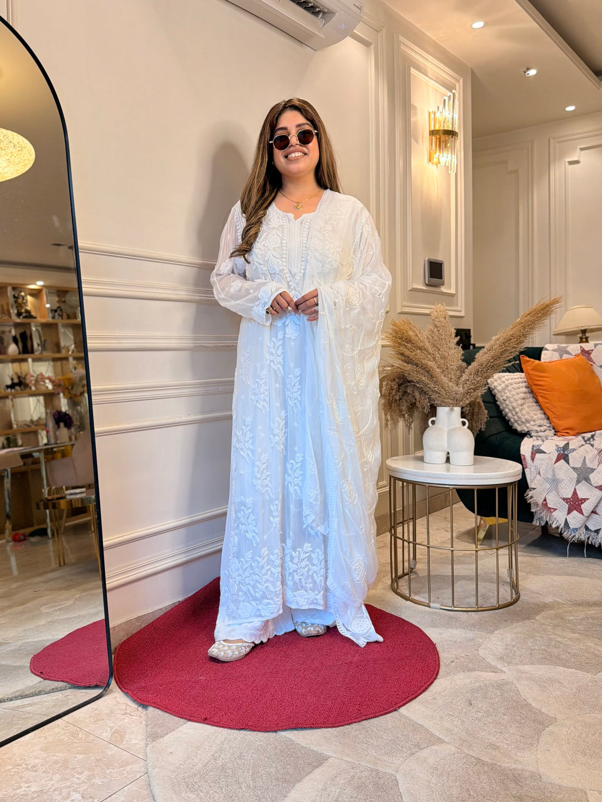 Hand Embroidered 3DChikankari Kurta  | Viscose | White
