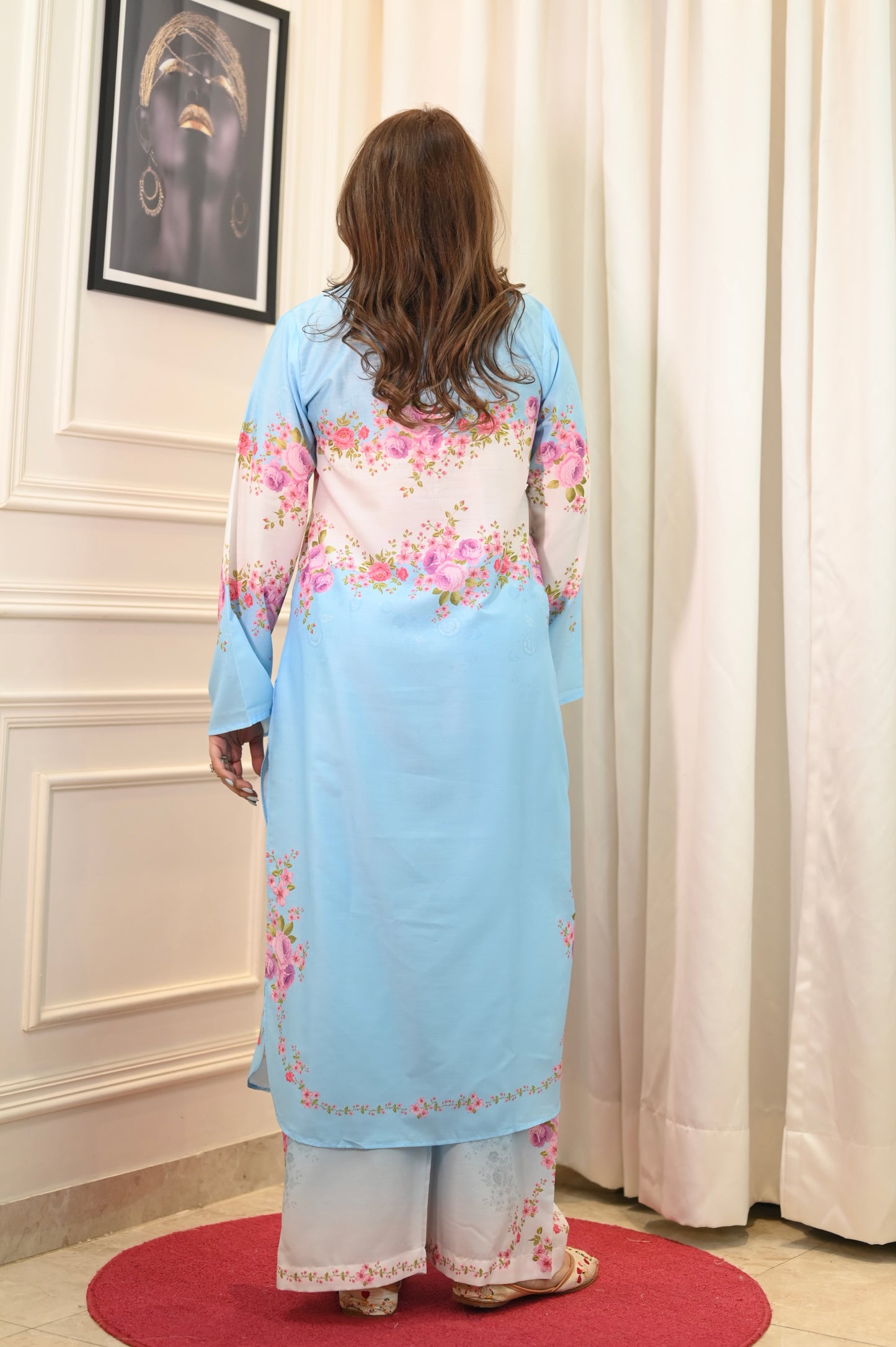 Pastel Blue Printed Cord-set | Sizes M to 6XL