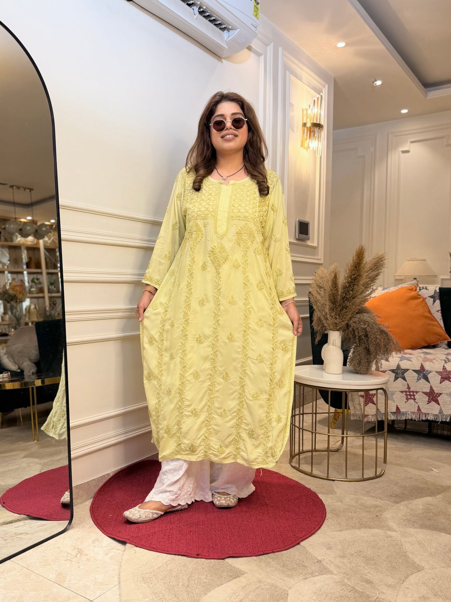 Hand Embroidered Chikankari Kurta  | Premium Muslin | Light Green