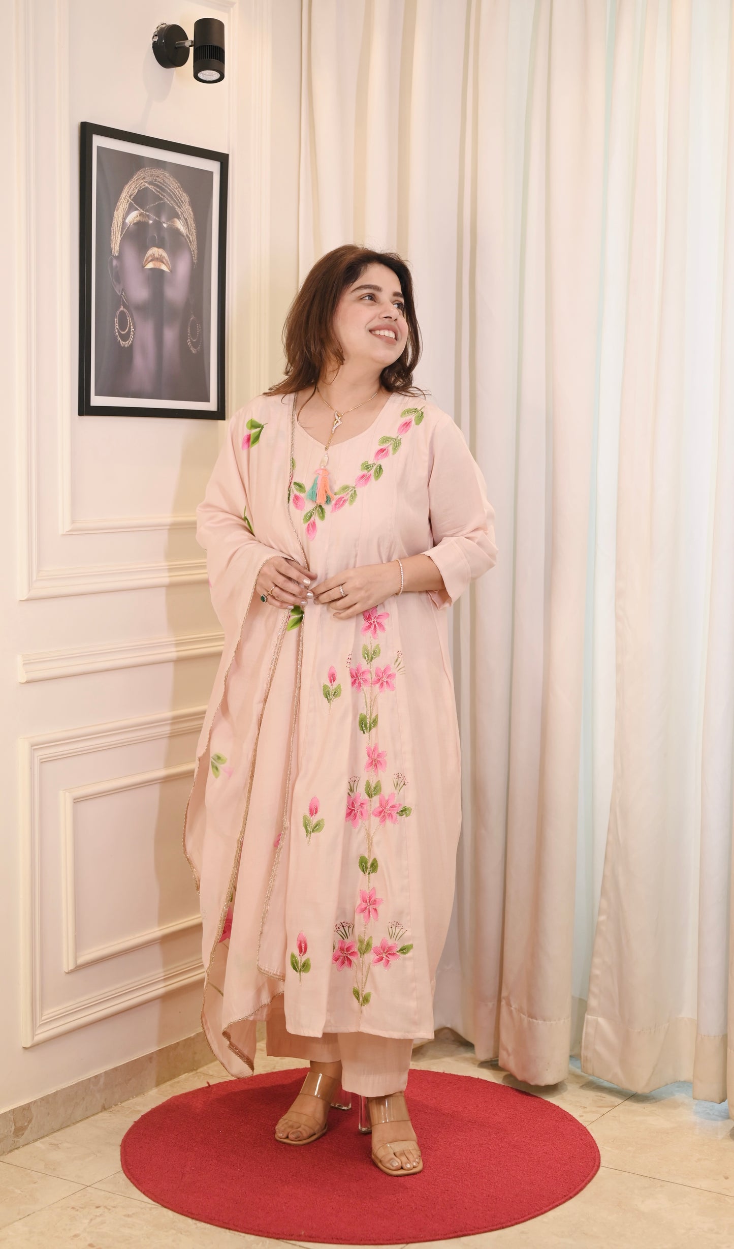 Plus size Anarkali suit - Peach Color