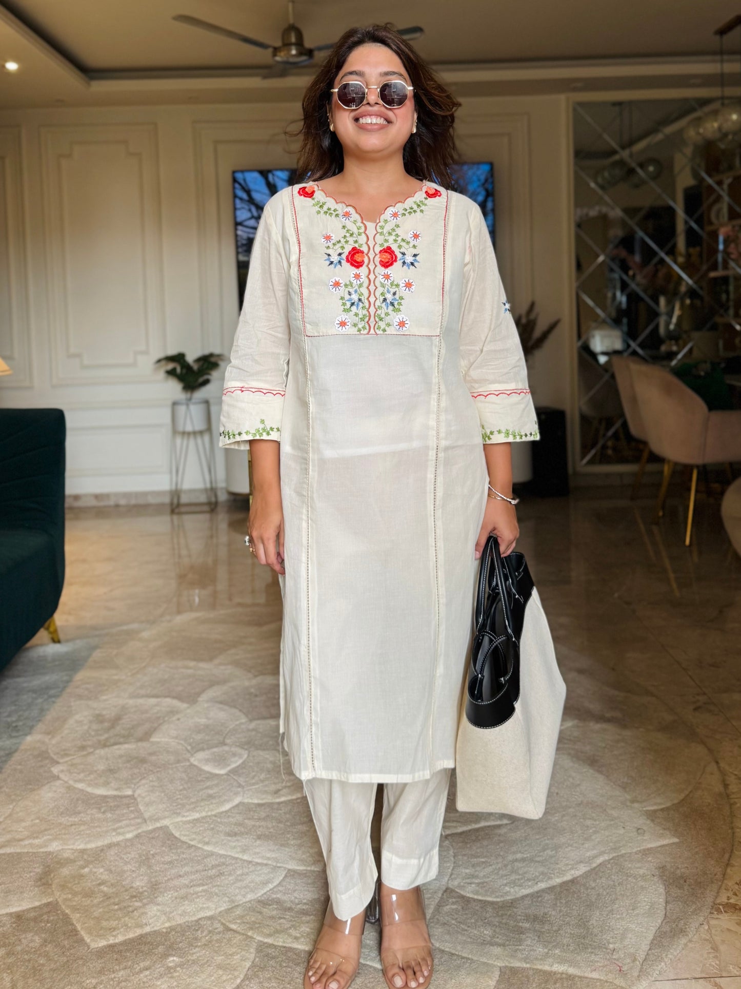 Ivory Garden Embroidered Kurta Set