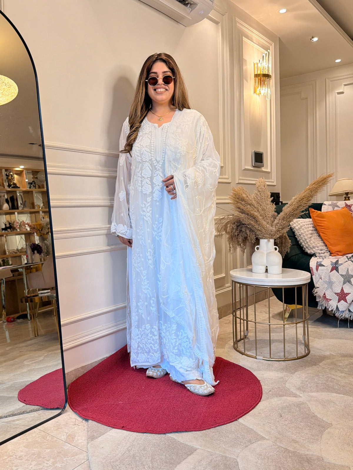 Hand Embroidered 3DChikankari Kurta  | Viscose | White