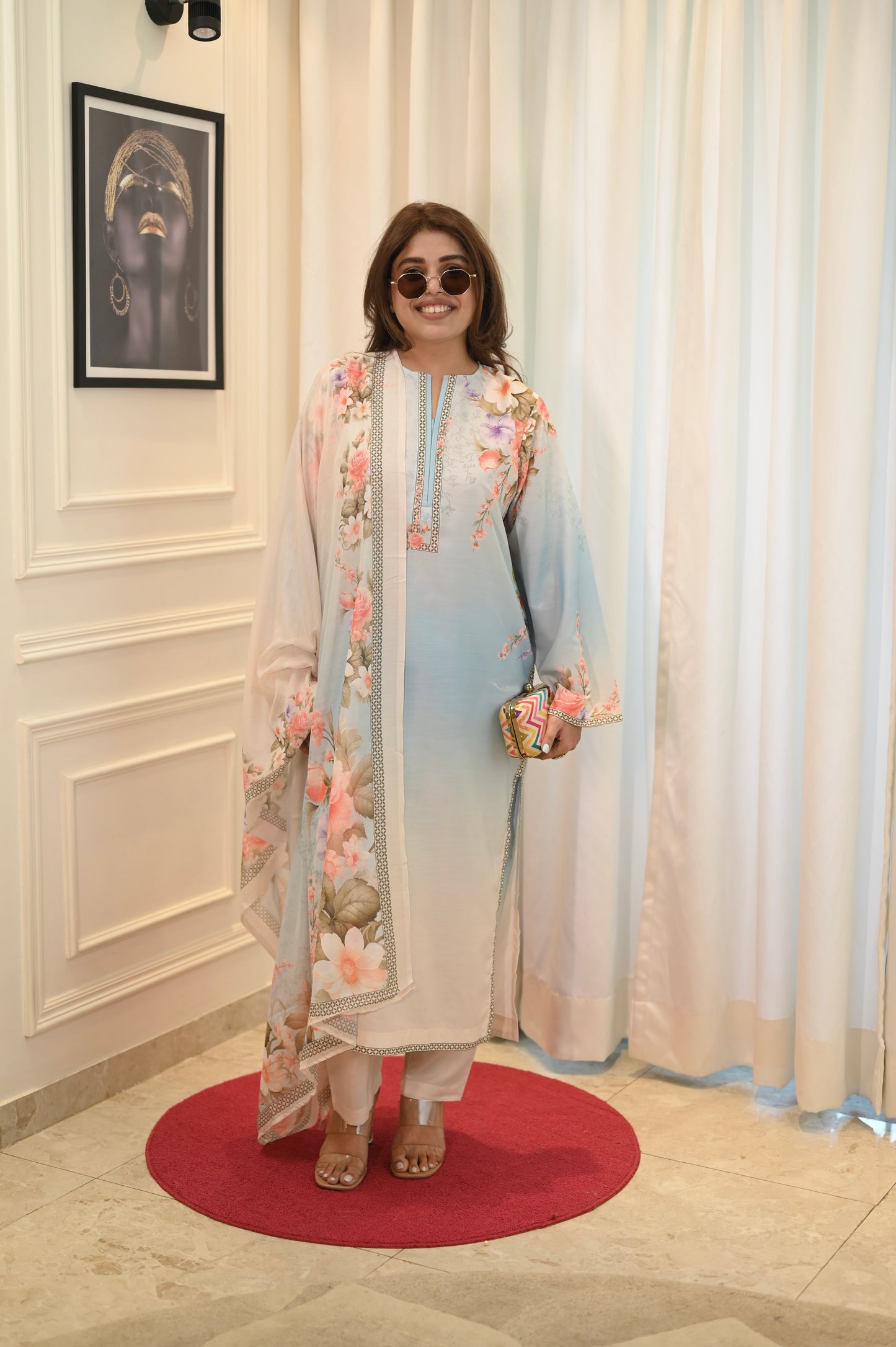 Ombré Printed Cord-set with dupatta | Sizes M to 6XL