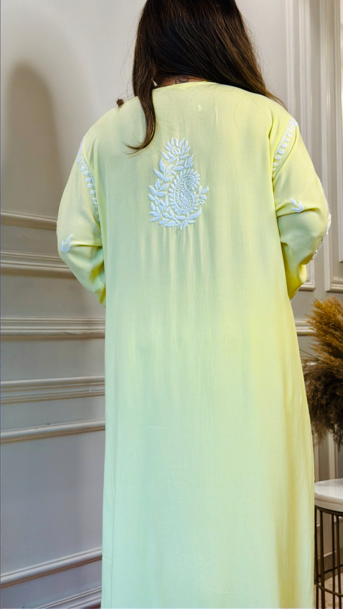 3d Hand Embroidered Chikankari Kurta set | Premium Modal | Lemon Yellow
