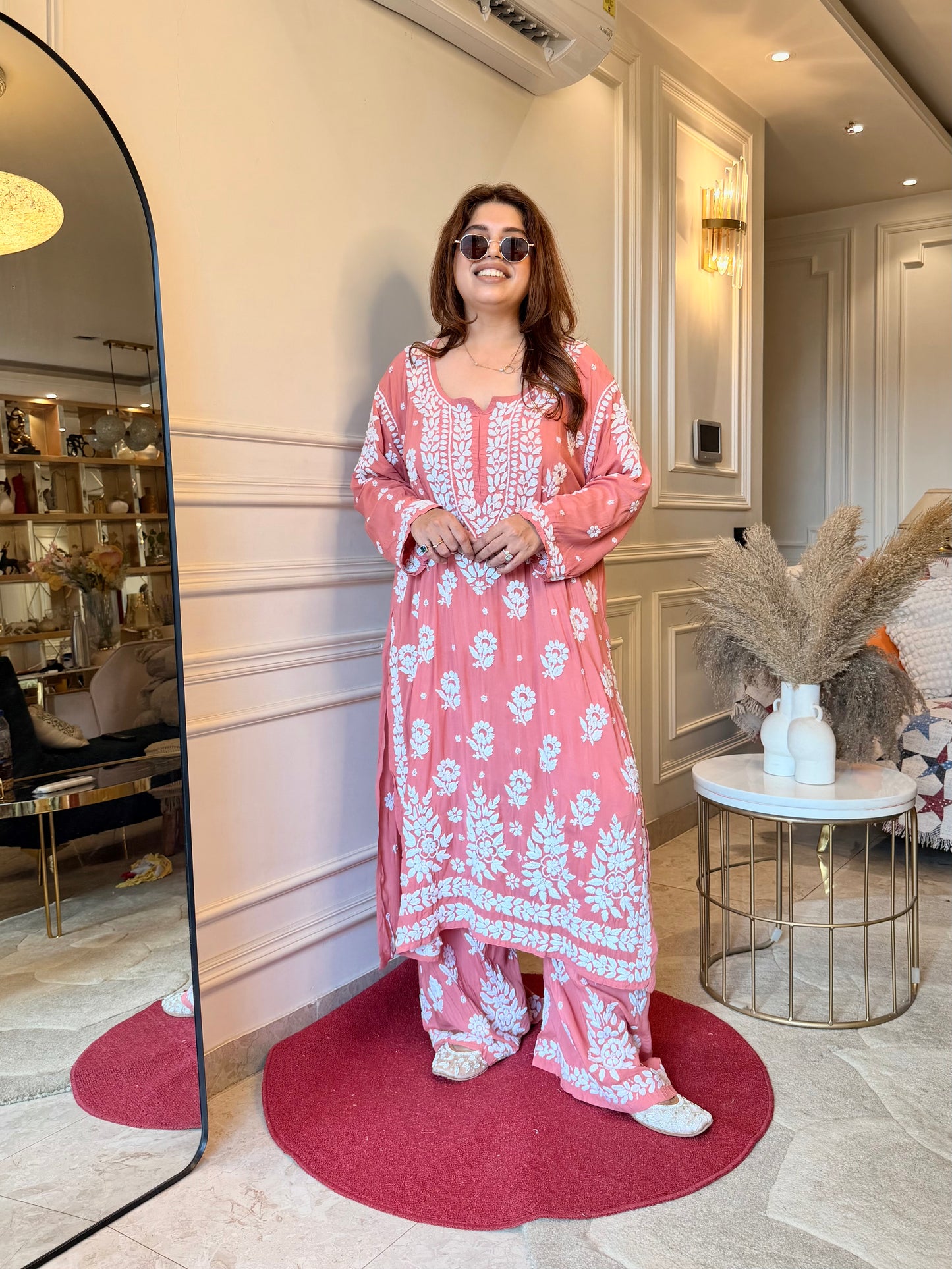 Chikankari Kurta set | Premium Modal  | Soft Peach Pink