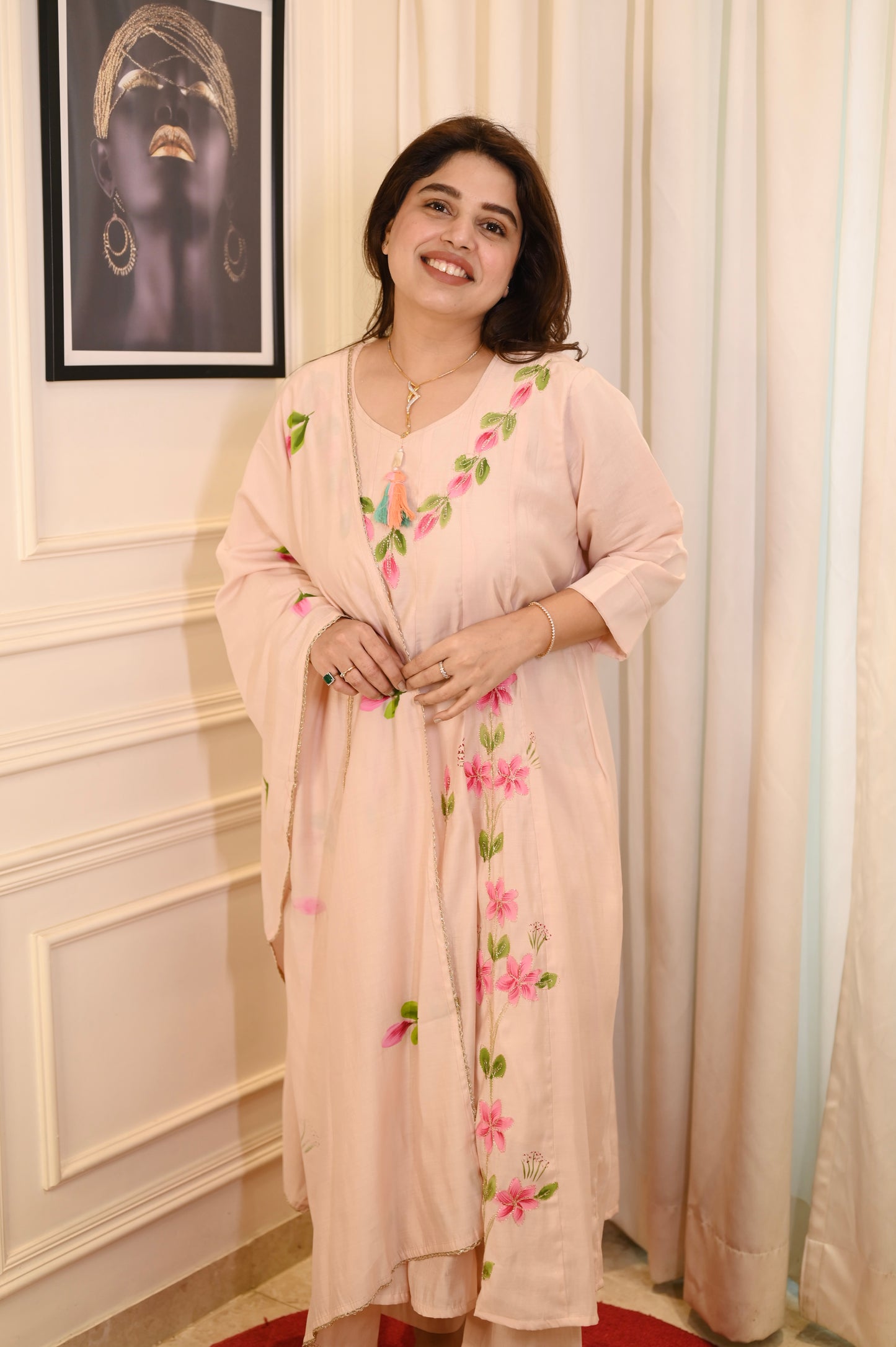 Plus size Anarkali suit - Peach Color