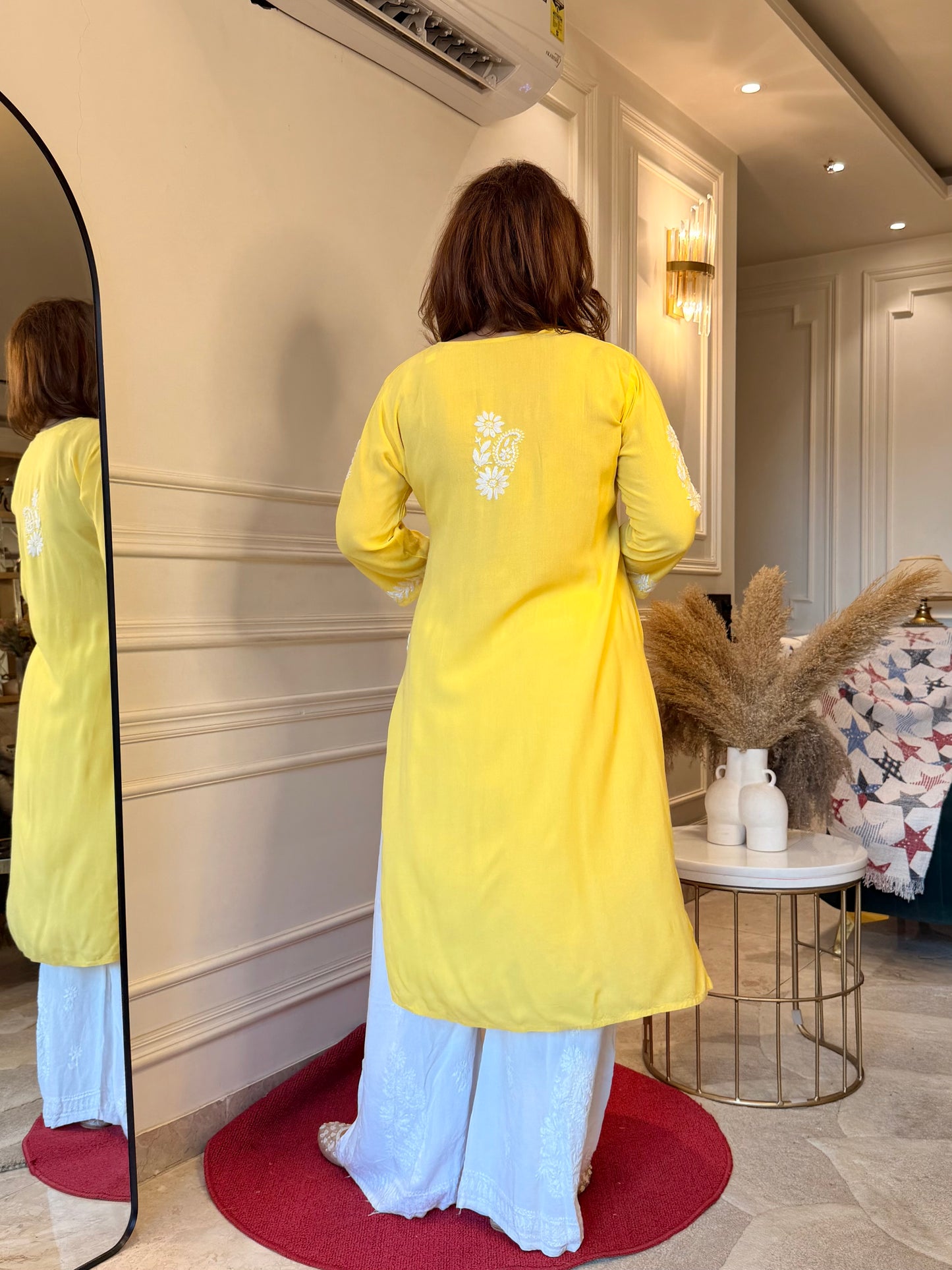 Hand Embroidered Chikankari Kurta | Modal |Yellow