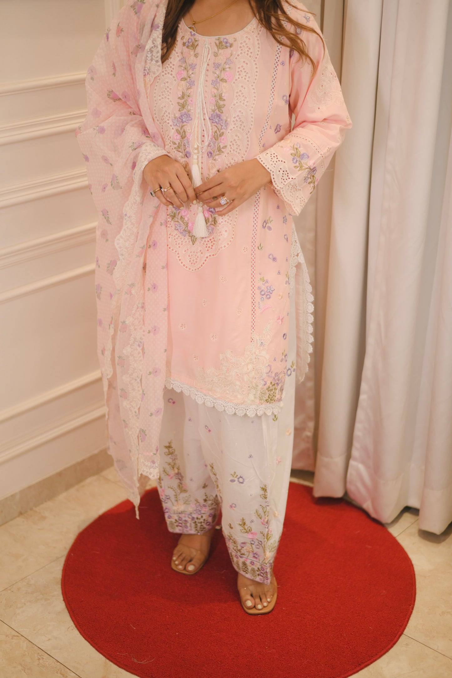 Farsi Premium Cotton Pink 3piece suit | sizes M to XXL