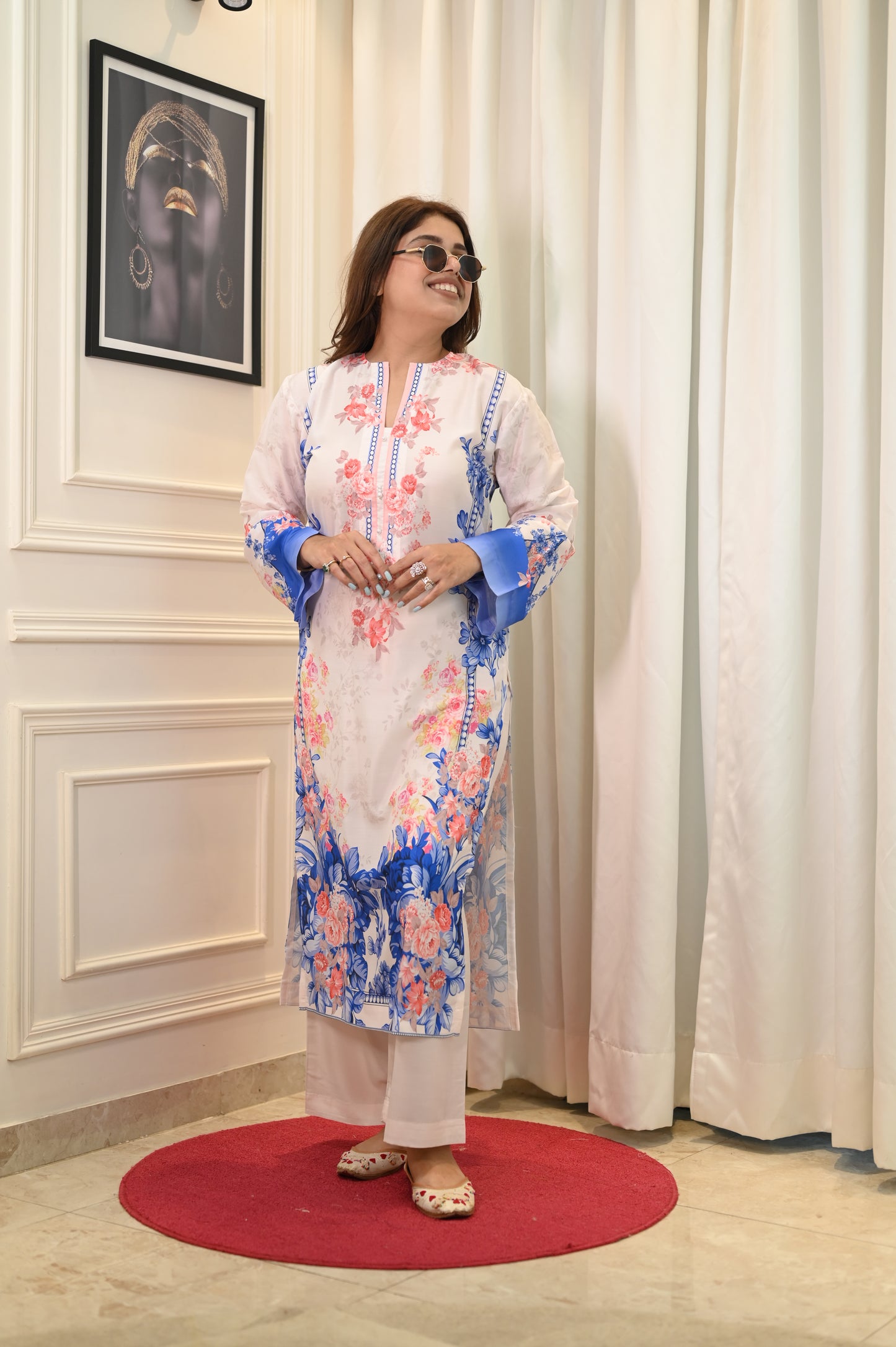 Blue Printed Cord-set | Sizes M to 6XL