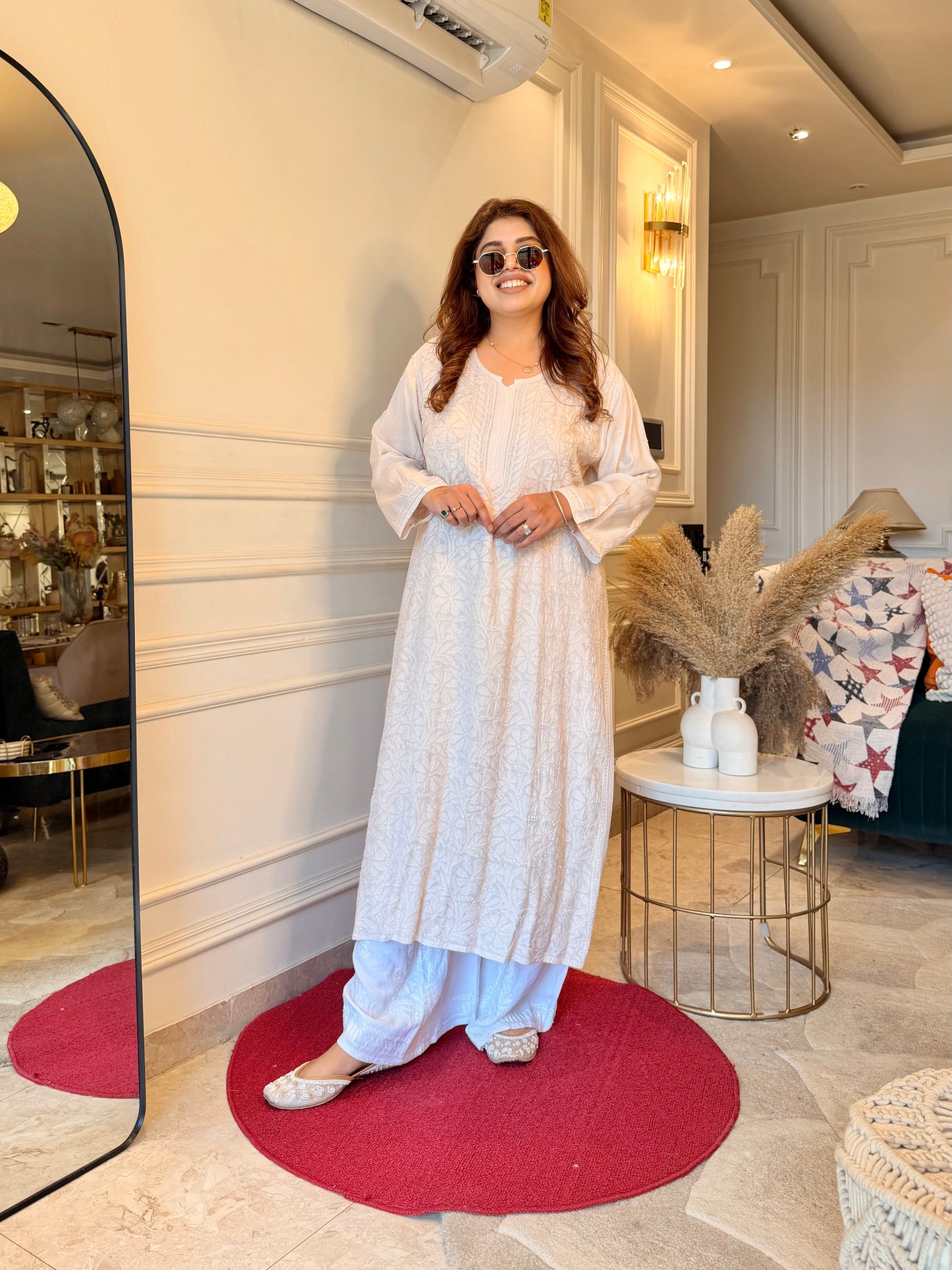 Hand Embroidered Chikankari Kurta  | Premium Muslin | Light Beige